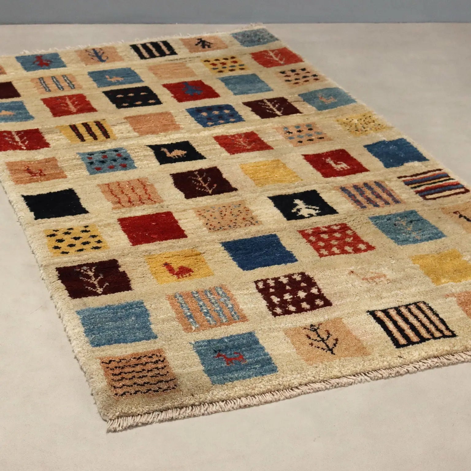 Antique Asian Carpet Wool Heavy Knot Handmade 35 x 61 In