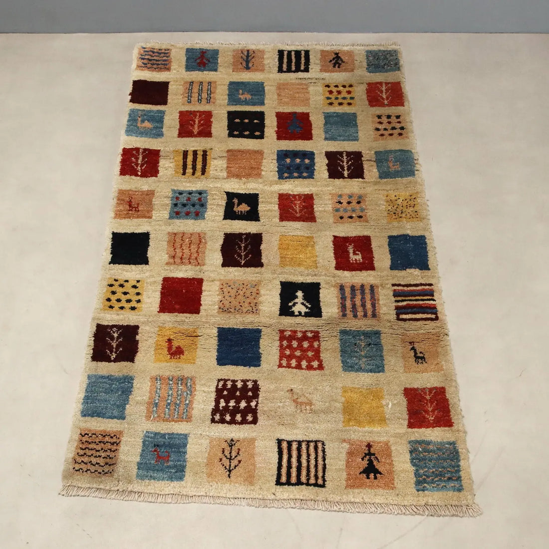 Antique Asian Carpet Wool Heavy Knot Handmade 35 x 61 In