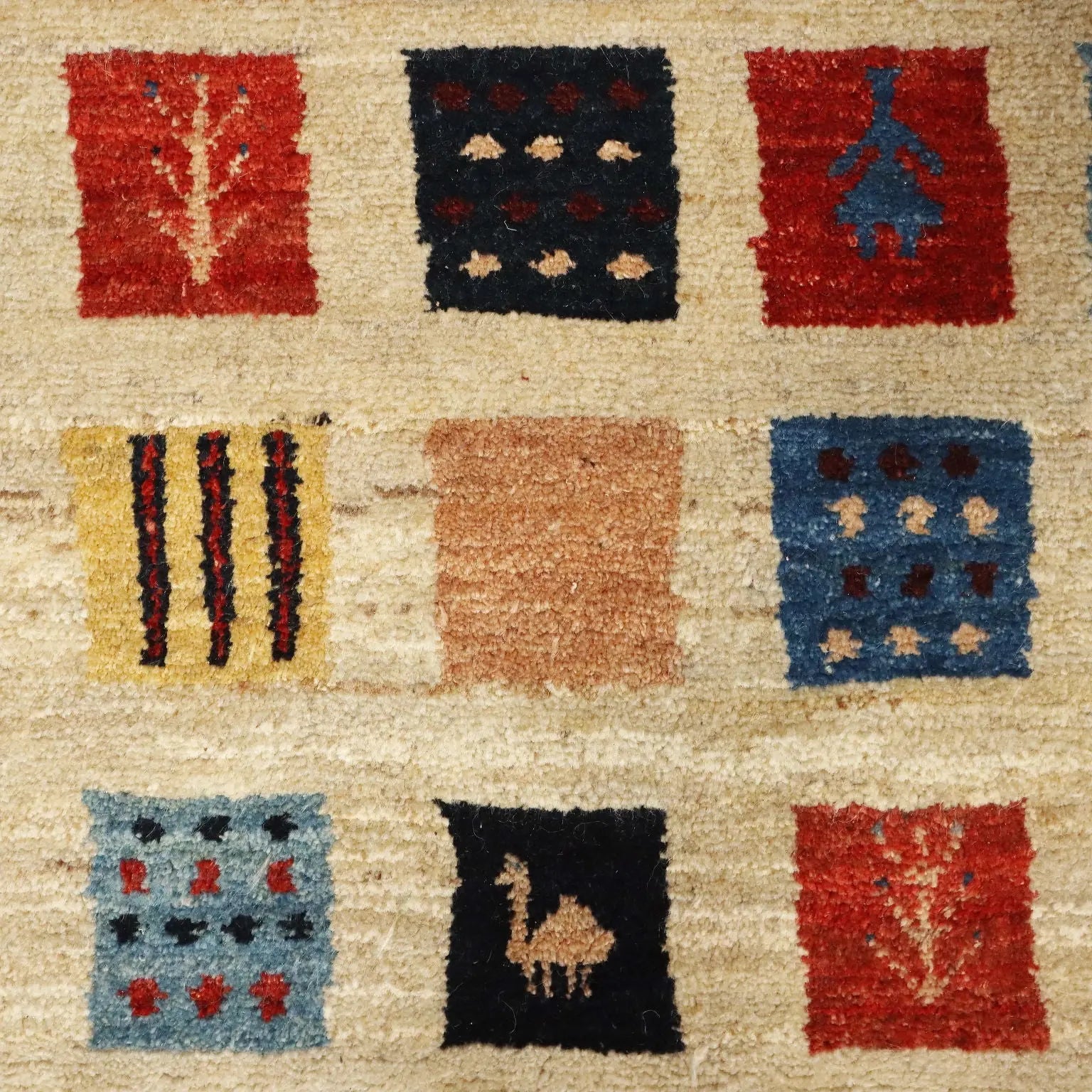Antique Asian Carpet Wool Heavy Knot Handmade 35 x 61 In