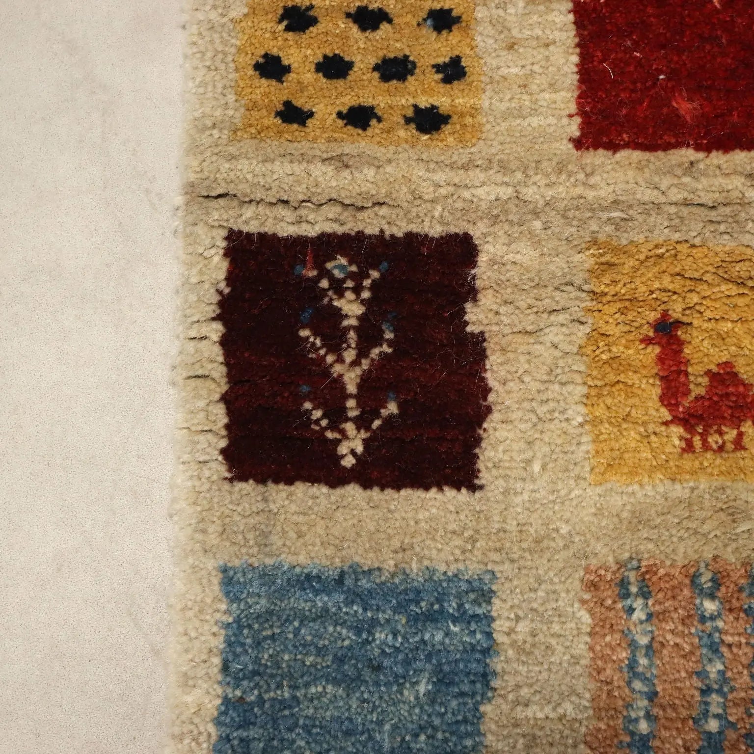 Antique Asian Carpet Wool Heavy Knot Handmade 35 x 61 In
