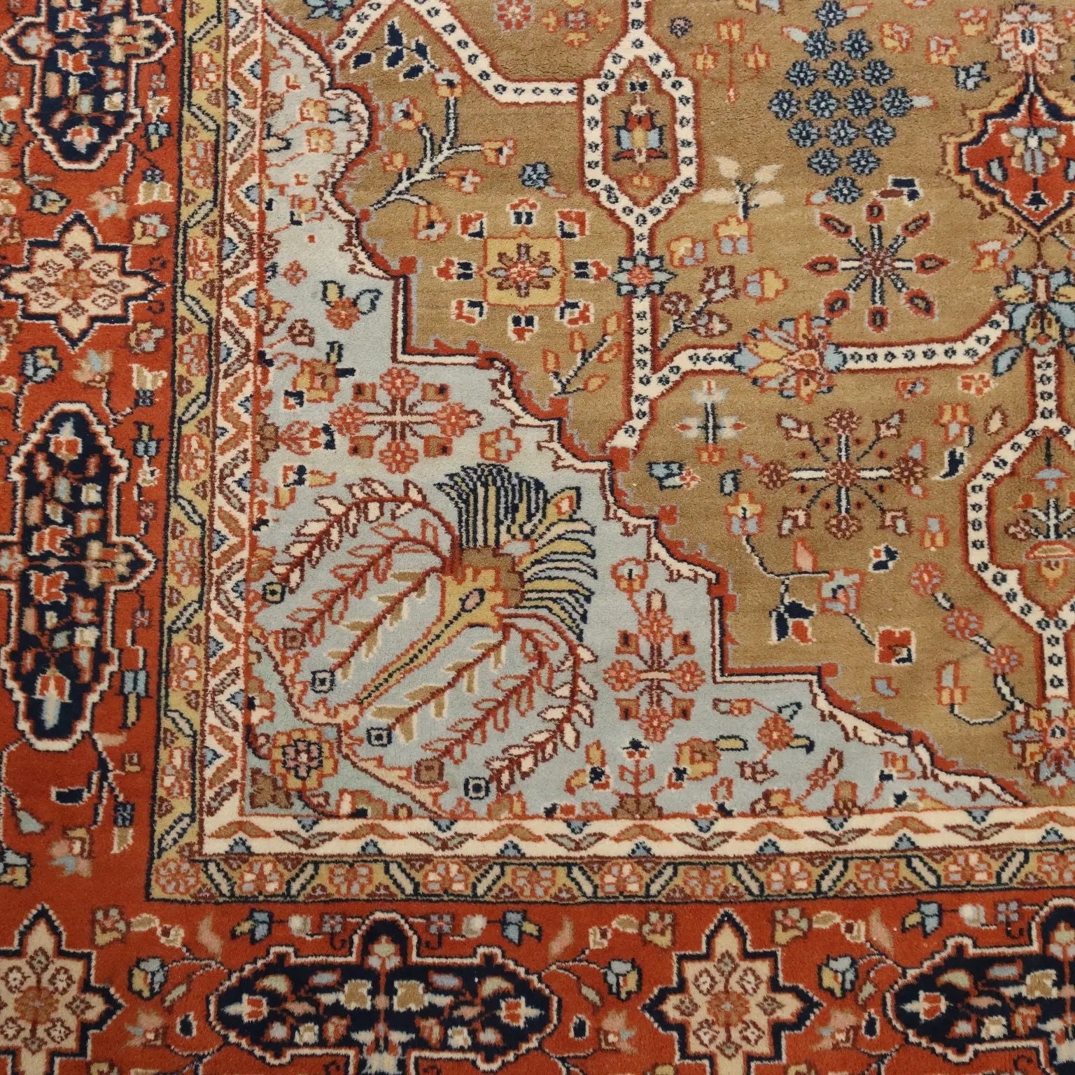 Antique Srinagar Carpet Cotton Wool Thin Knot 110 x 79 In