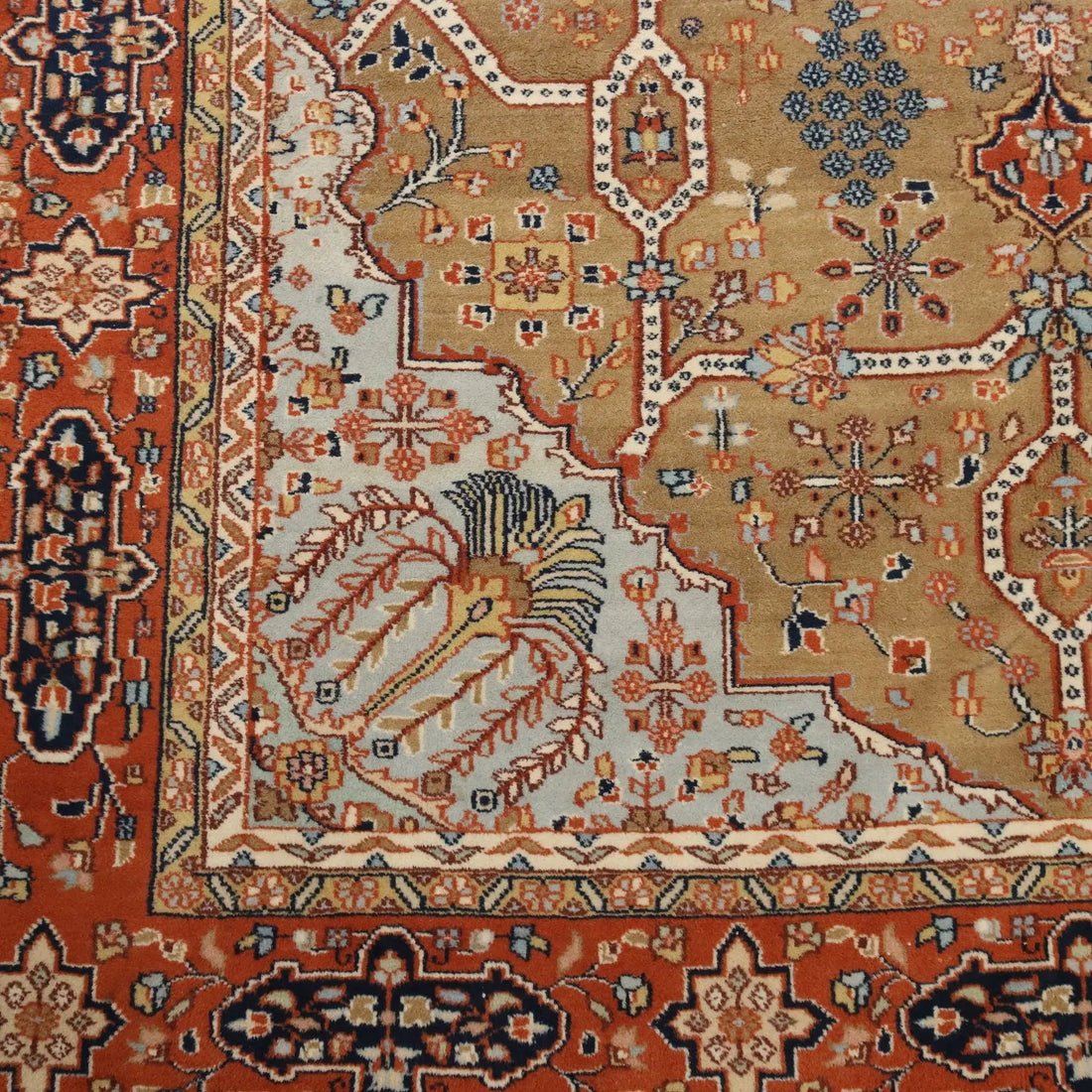 Antique Srinagar Carpet Cotton Wool Thin Knot 110 x 79 In