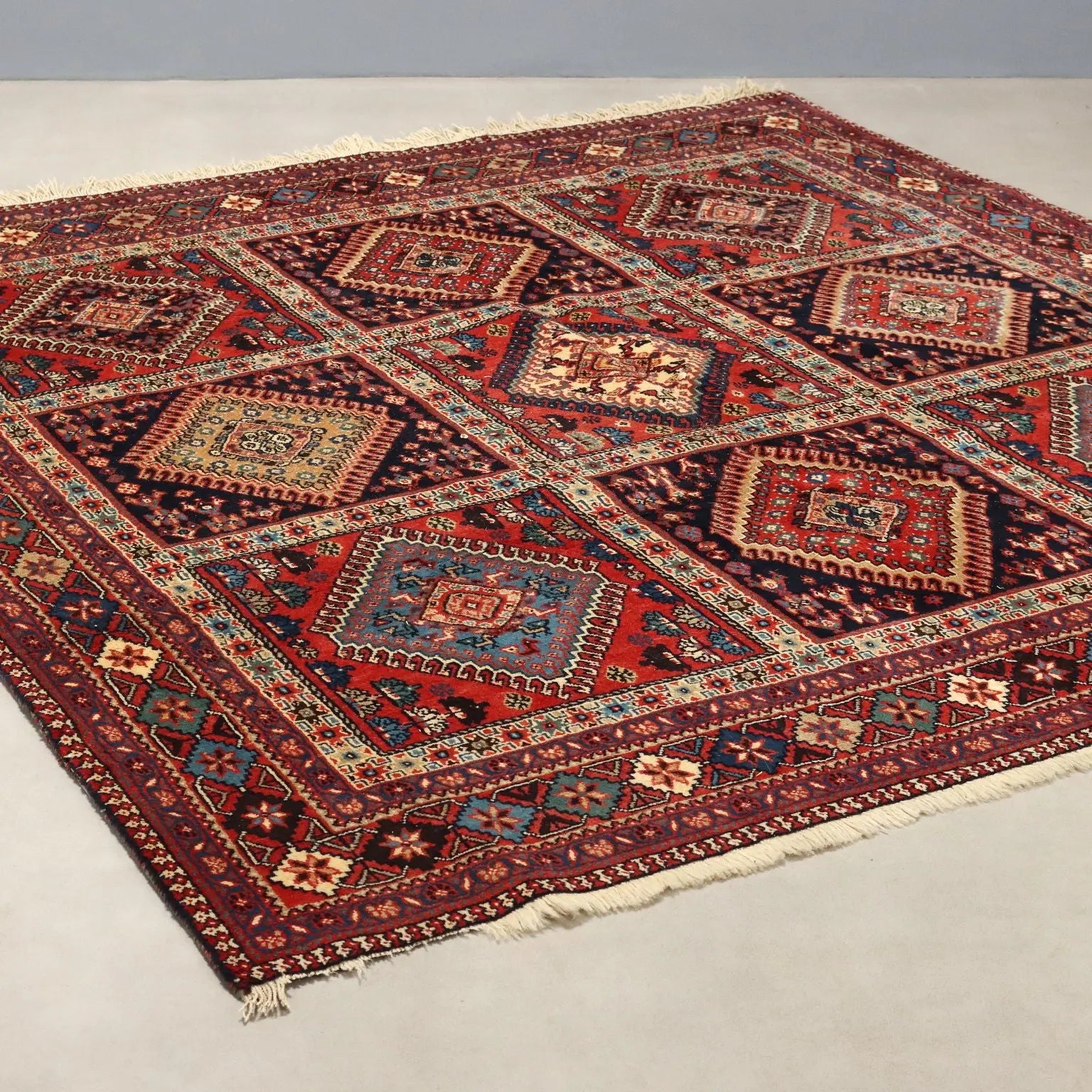 Antique Asian Carpet Wool Heavy Knot Handmade 81 x 77 In