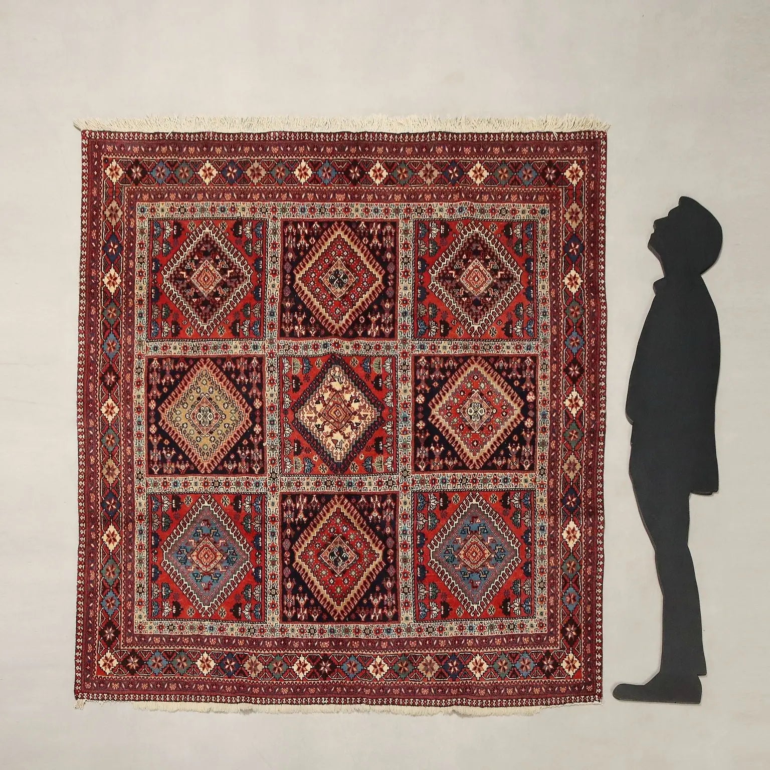 Antique Asian Carpet Wool Heavy Knot Handmade 81 x 77 In