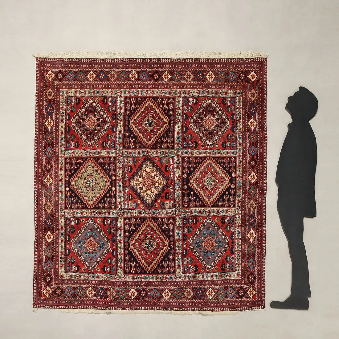Antique Asian Carpet Wool Heavy Knot Handmade 81 x 77 In