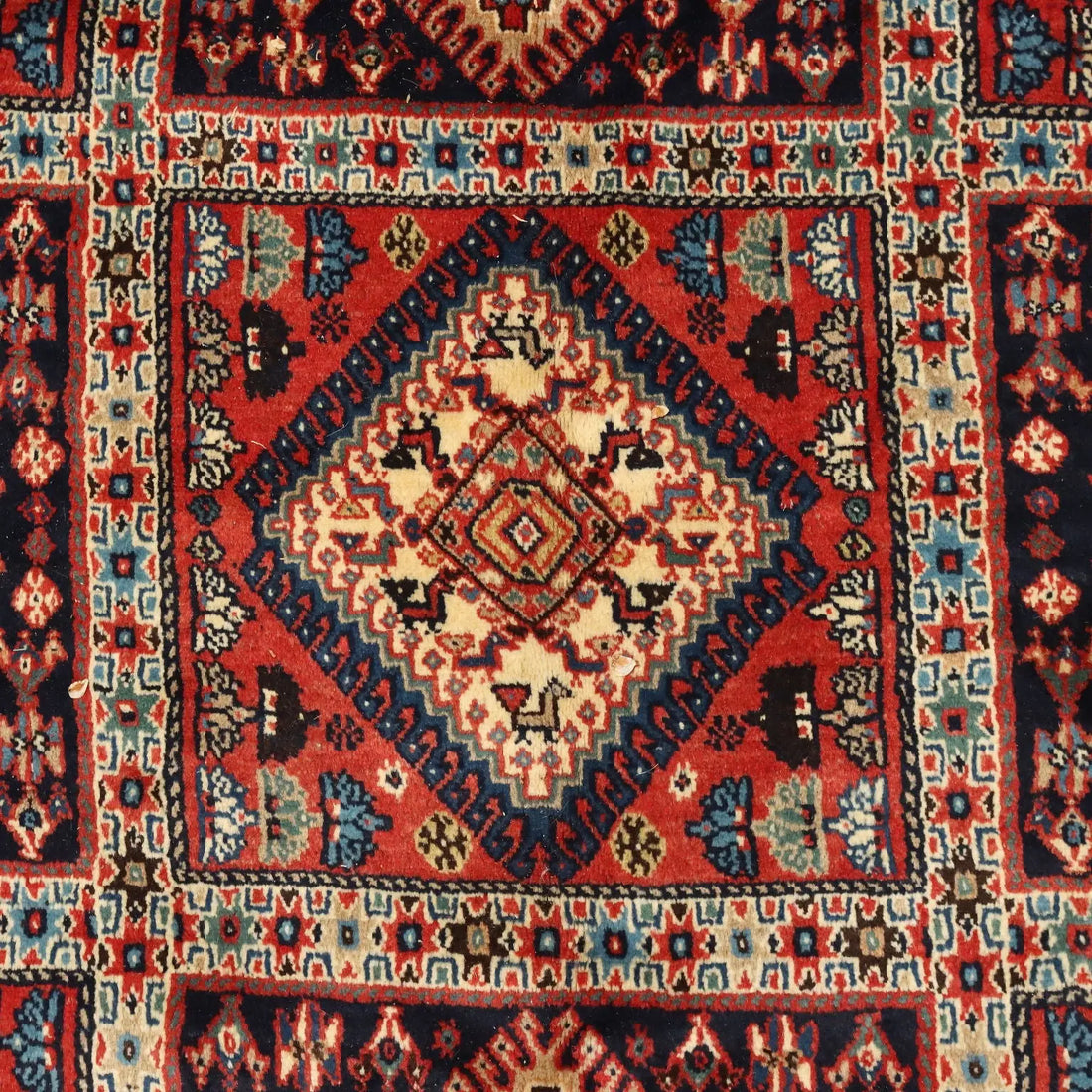 Antique Asian Carpet Wool Heavy Knot Handmade 81 x 77 In