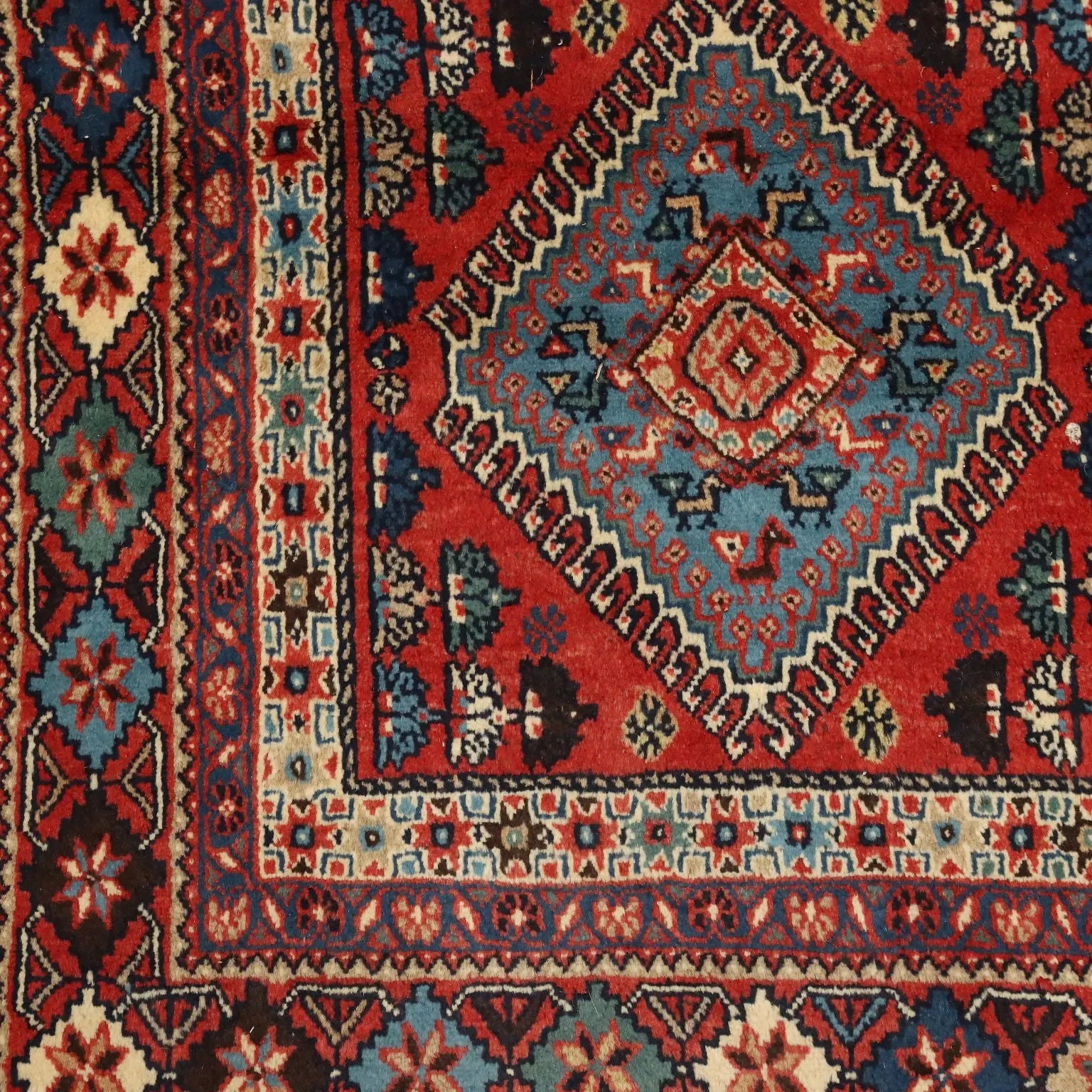 Antique Asian Carpet Wool Heavy Knot Handmade 81 x 77 In
