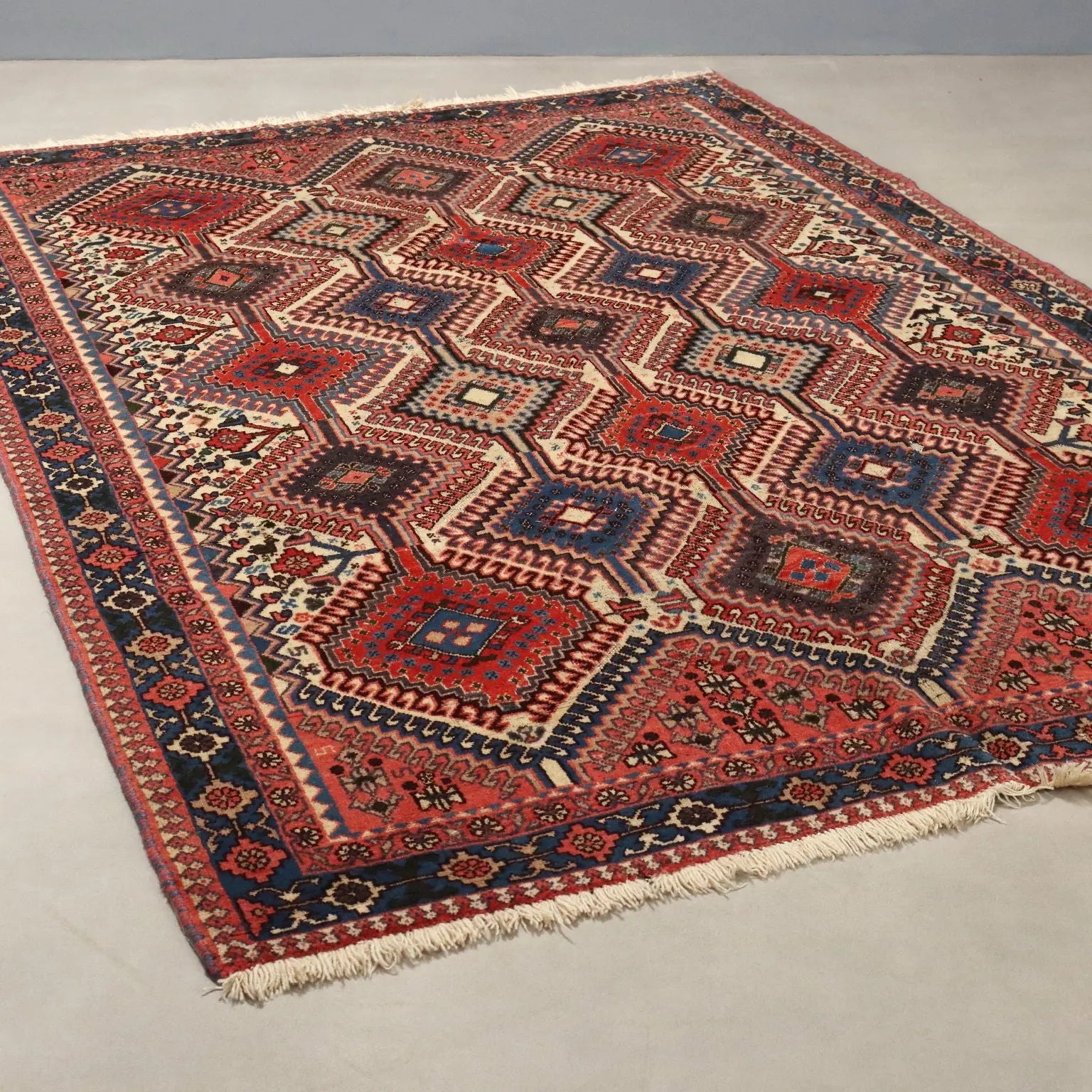 Antique Asian Carpet Wool Heavy Knot Handmade 94 x 64 In