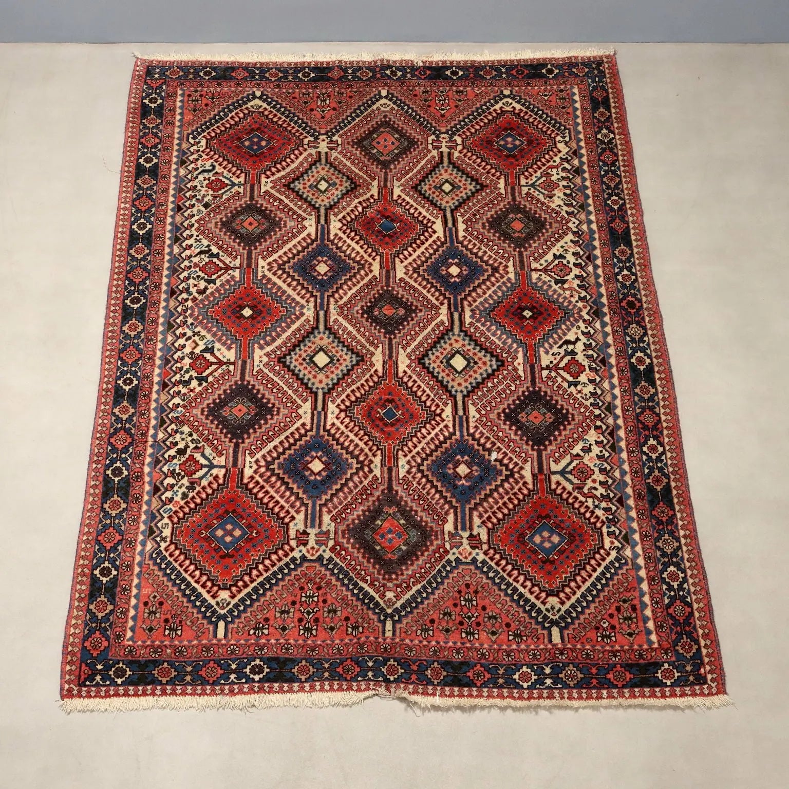 Antique Asian Carpet Wool Heavy Knot Handmade 94 x 64 In