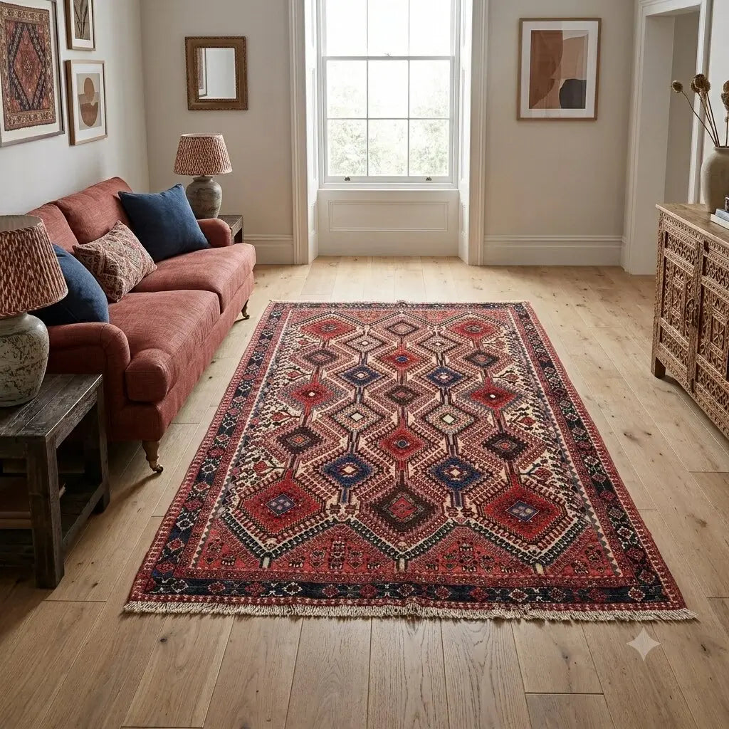 Antique Asian Carpet Wool Heavy Knot Handmade 94 x 64 In