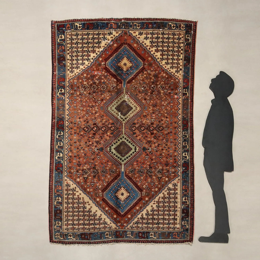 Antique Asian Carpet Wool Heavy Knot Handmade 92 x 62 In
