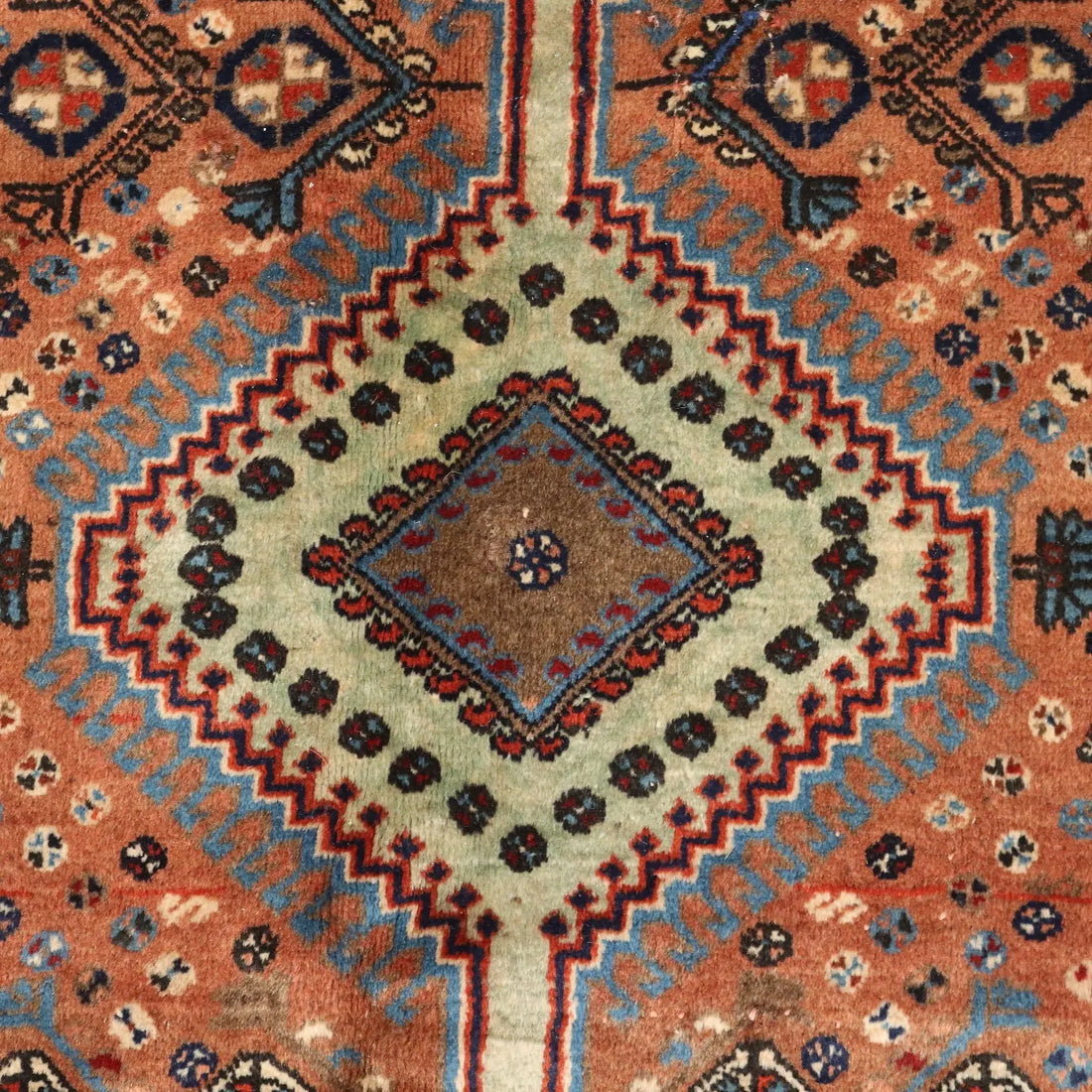 Antique Asian Carpet Wool Heavy Knot Handmade 92 x 62 In