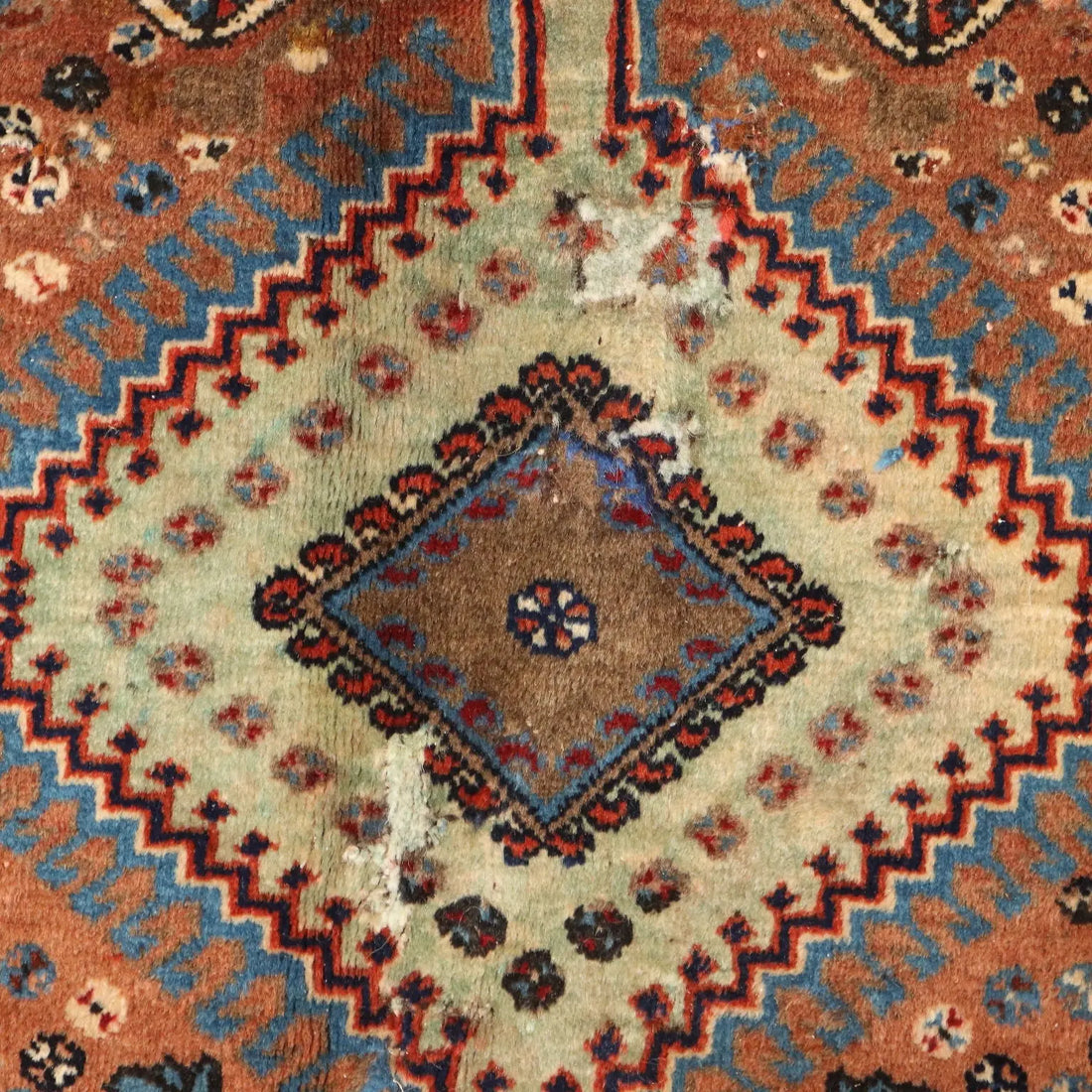 Antique Asian Carpet Wool Heavy Knot Handmade 92 x 62 In