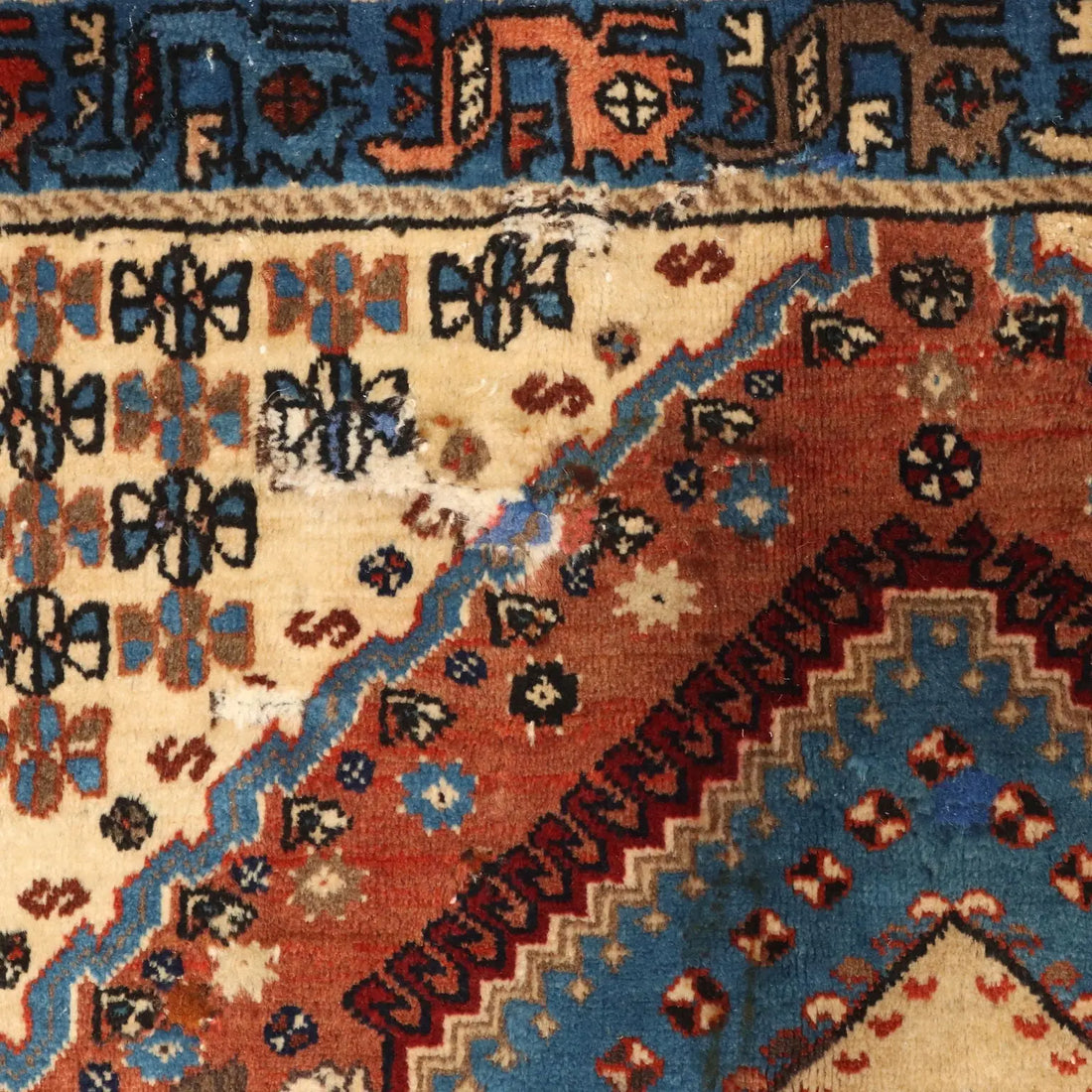 Antique Asian Carpet Wool Heavy Knot Handmade 92 x 62 In