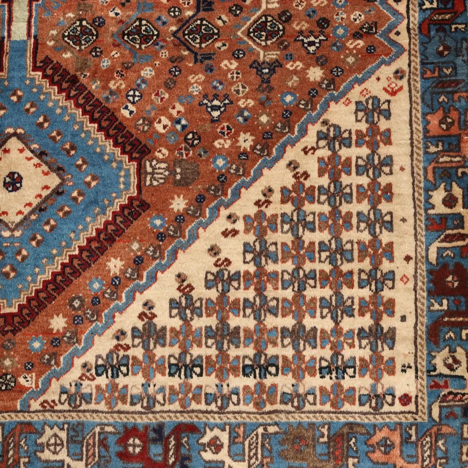 Antique Asian Carpet Wool Heavy Knot Handmade 92 x 62 In