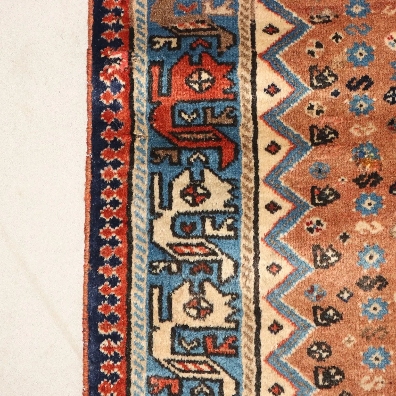 Antique Asian Carpet Wool Heavy Knot Handmade 92 x 62 In
