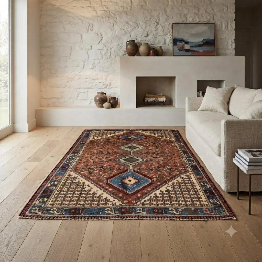 Antique Asian Carpet Wool Heavy Knot Handmade 92 x 62 In