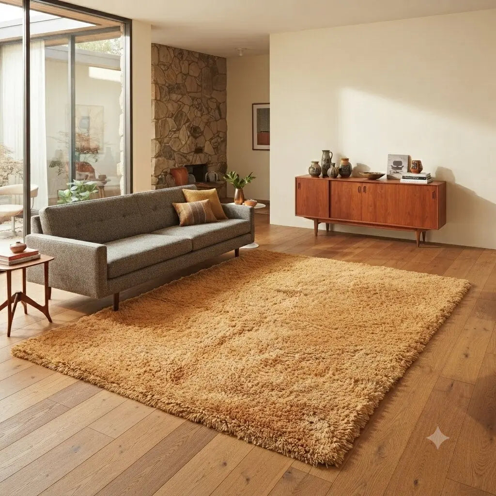 Modern Carpet Wool Heavy Knot Machine Made 90 x 69 In