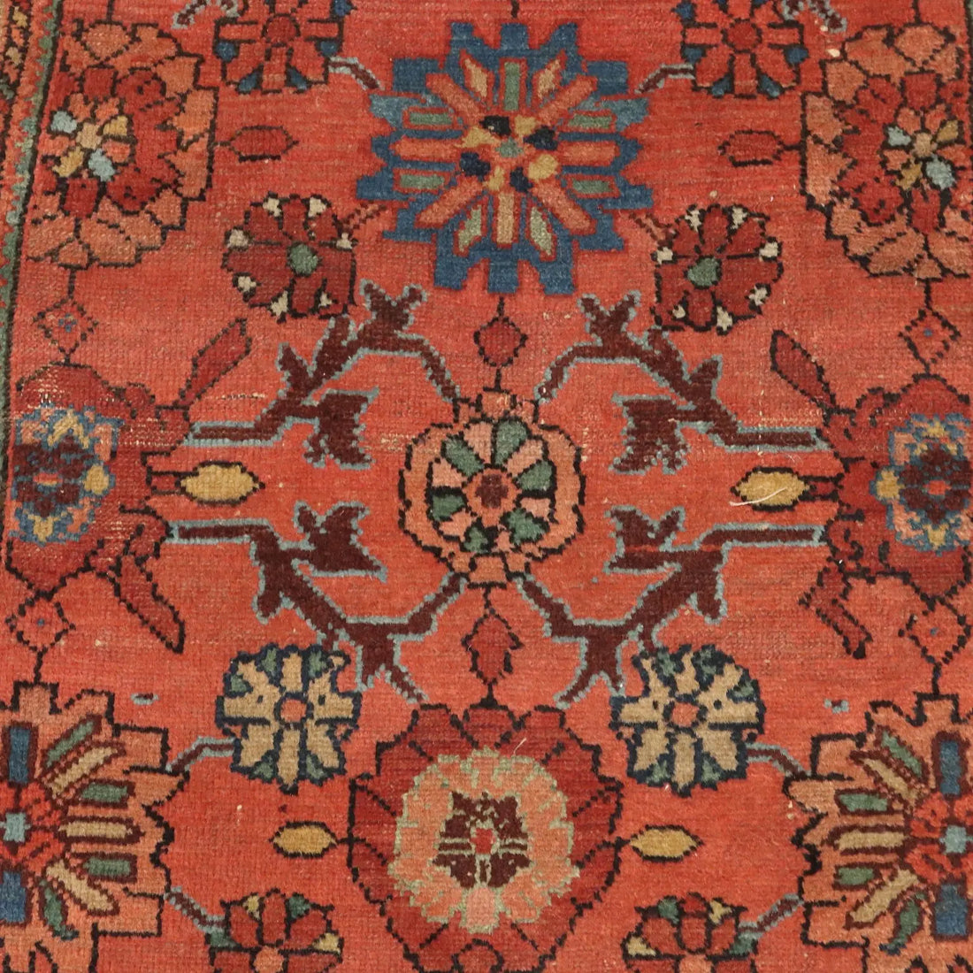 Antique Asian Carpet Cotton Wool Thin Knot 79 x 37 In