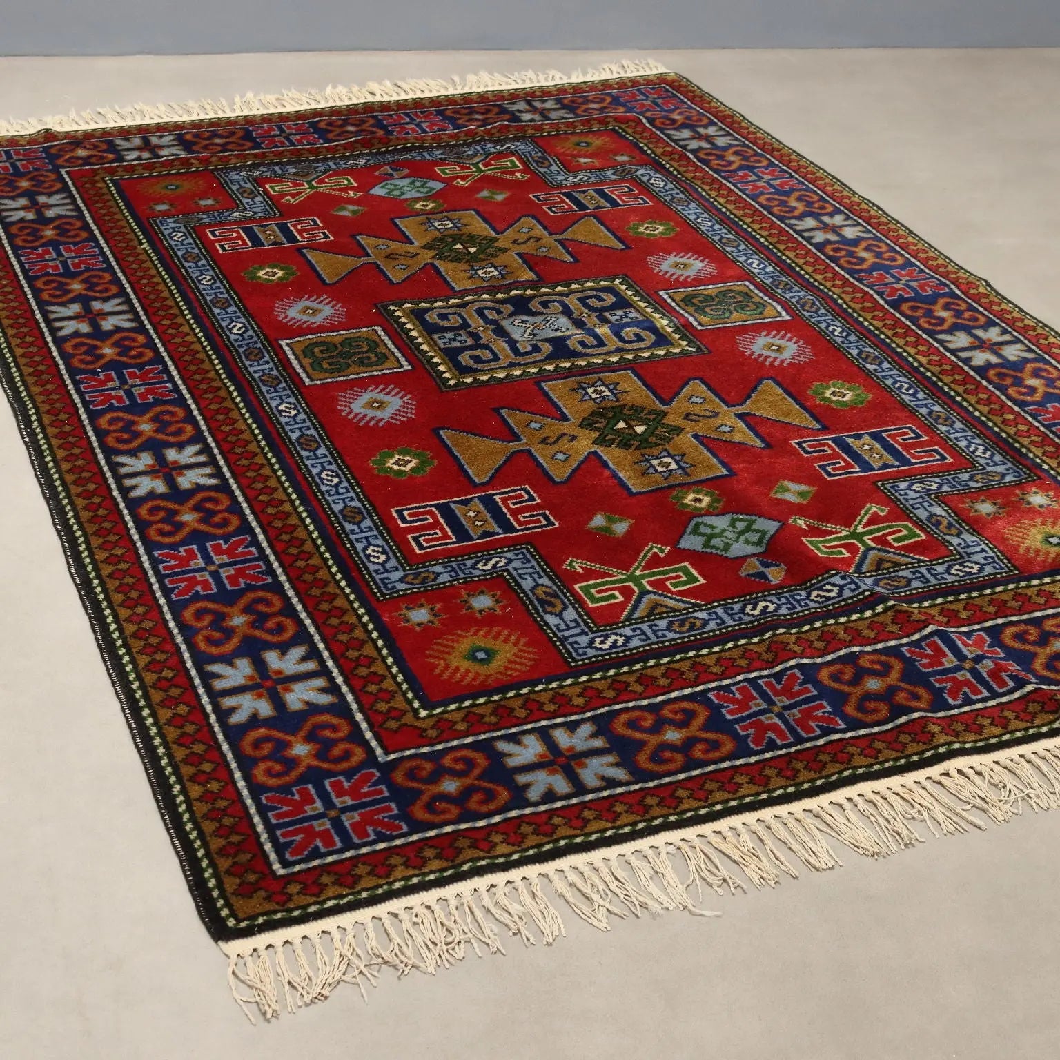 Antique Shirwan Carpet Cotton Wool Thin Knot Russia 84 x 59 In