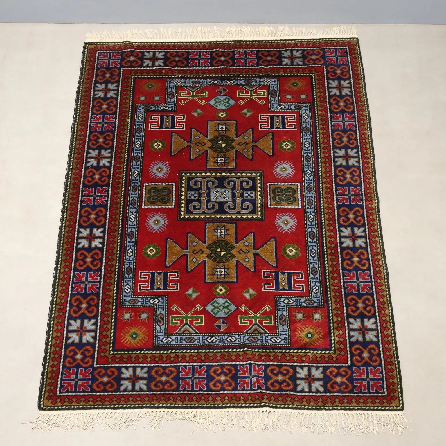 Antique Shirwan Carpet Cotton Wool Thin Knot Russia 84 x 59 In