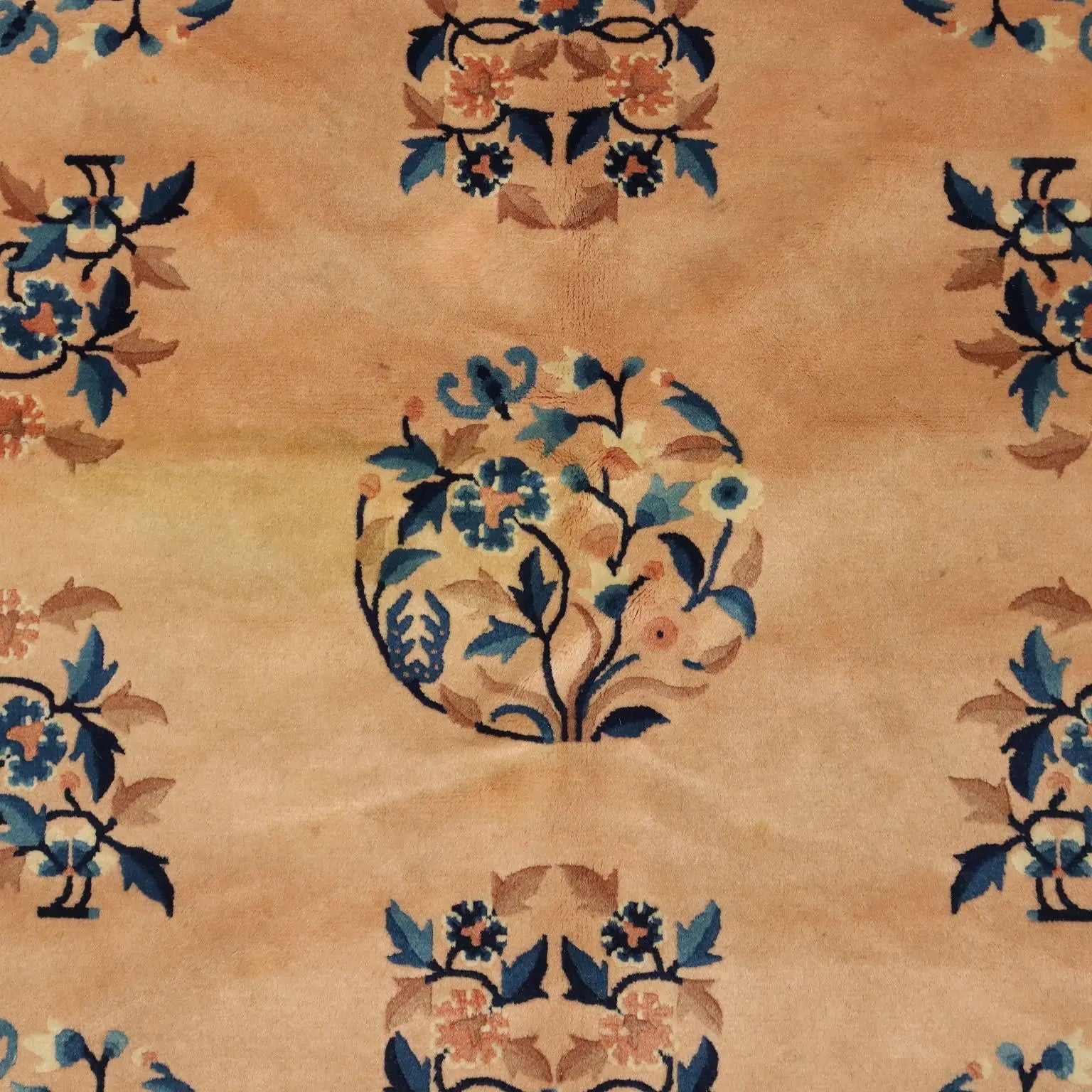 Antique Beijing Carpet Cotton Wool Thin Knot China 90 x 67 In