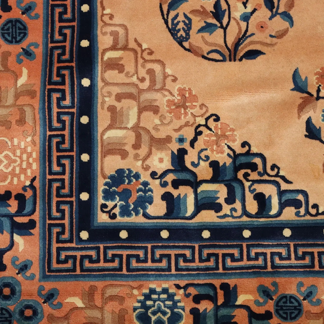 Antique Beijing Carpet Cotton Wool Thin Knot China 90 x 67 In