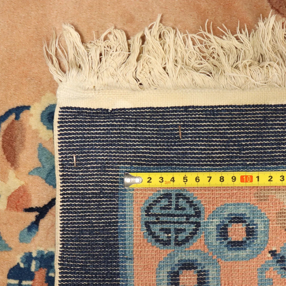 Antique Beijing Carpet Cotton Wool Thin Knot China 90 x 67 In