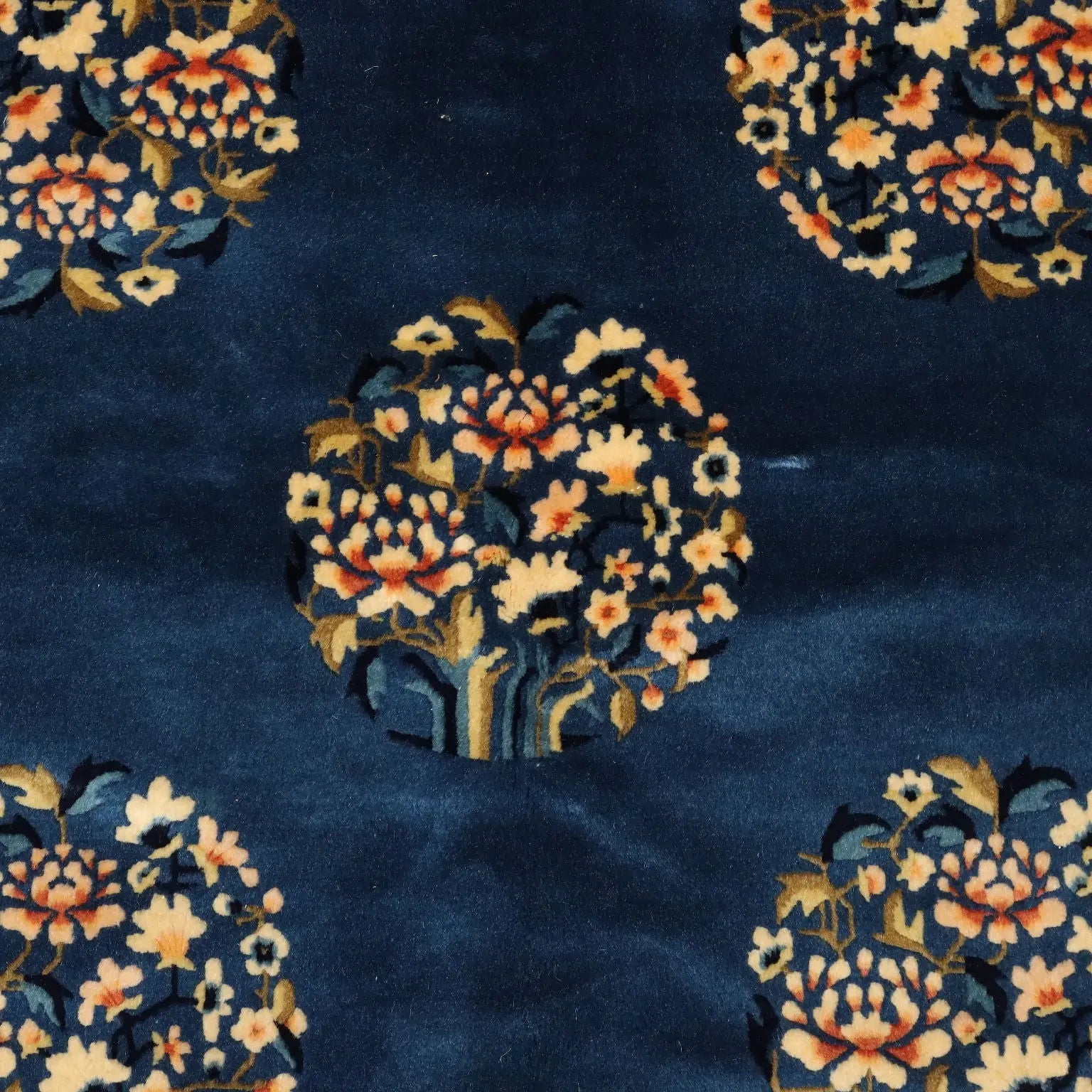 Antique Beijing Carpet Cotton Wool Thin Knot 79 x 79 In