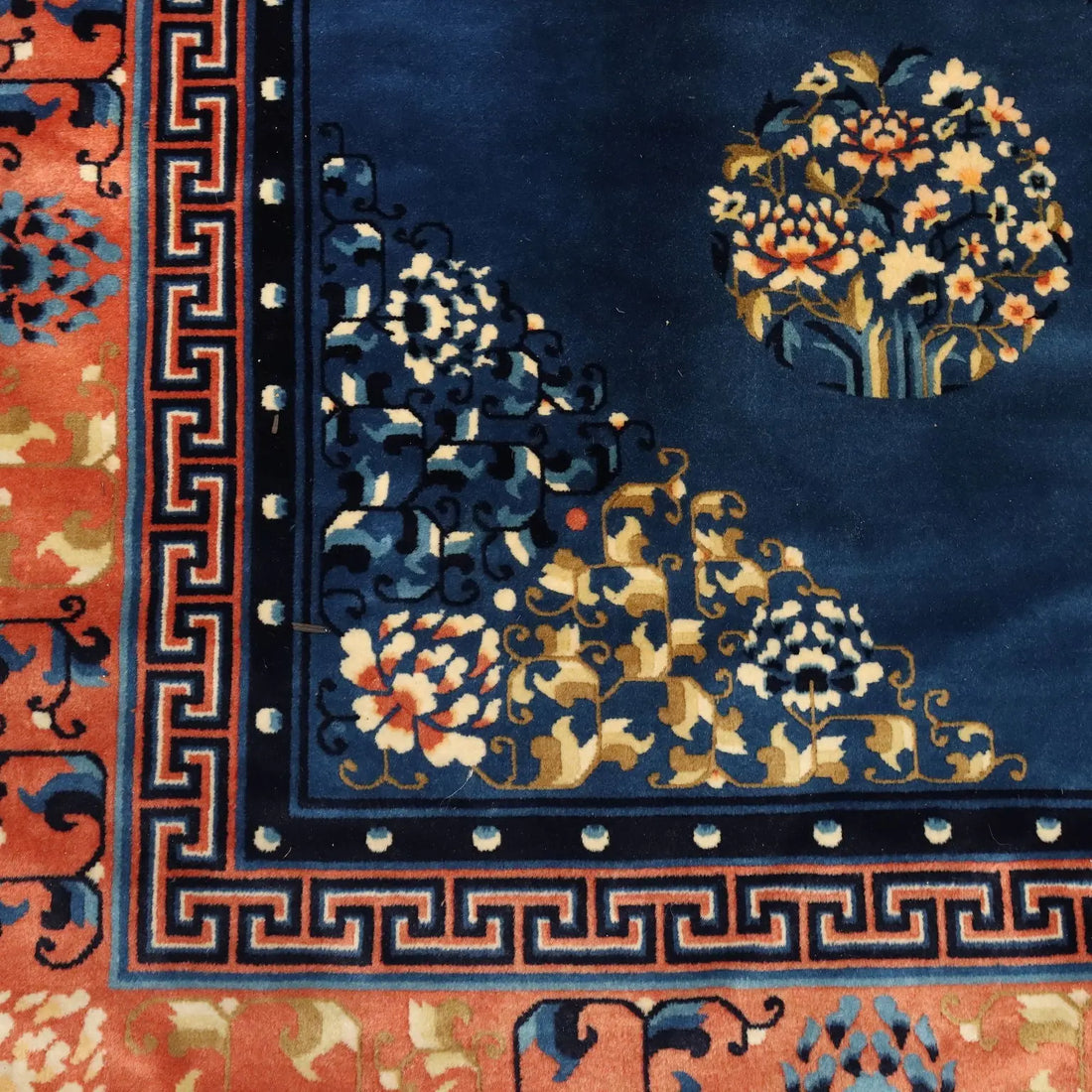 Antique Beijing Carpet Cotton Wool Thin Knot 79 x 79 In