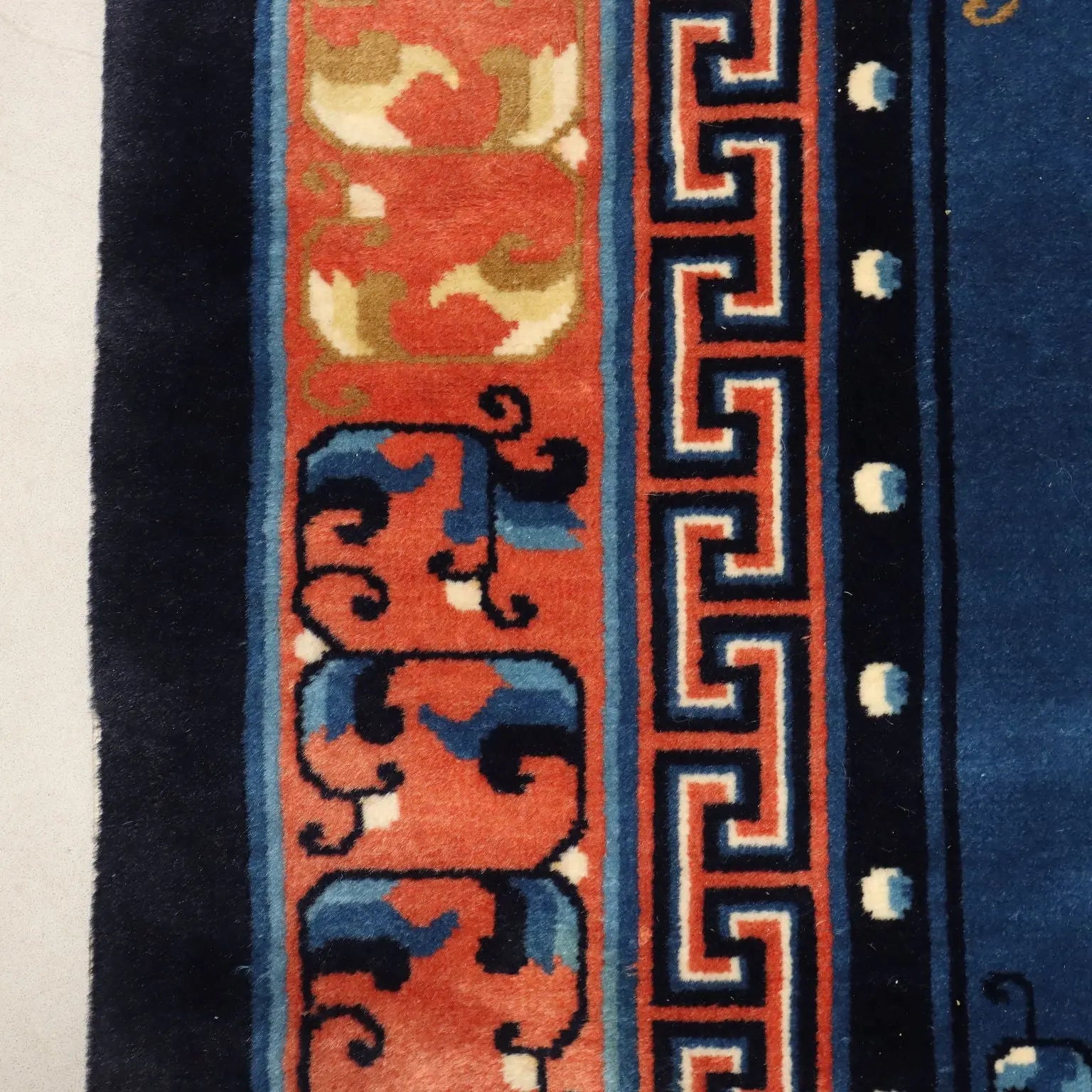 Antique Beijing Carpet Cotton Wool Thin Knot 79 x 79 In