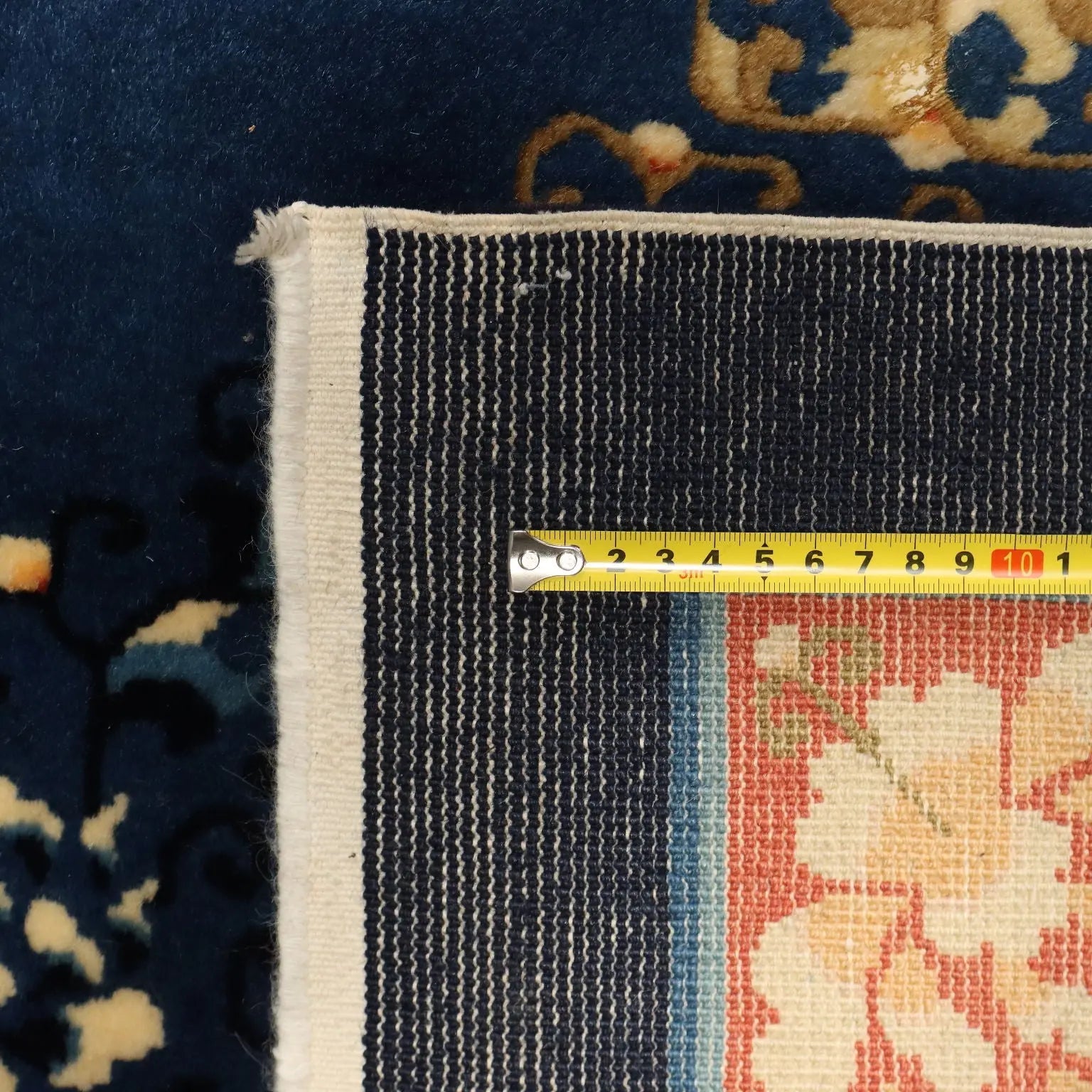 Antique Beijing Carpet Cotton Wool Thin Knot 79 x 79 In