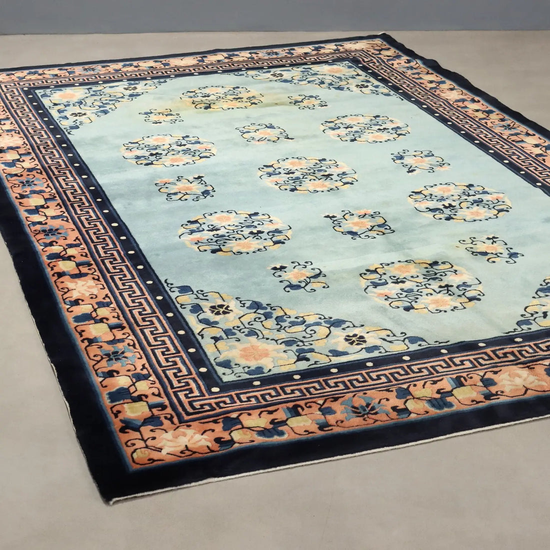 Antique Beijing Carpet Cotton Wool Thin Knot China 106 x 71 In