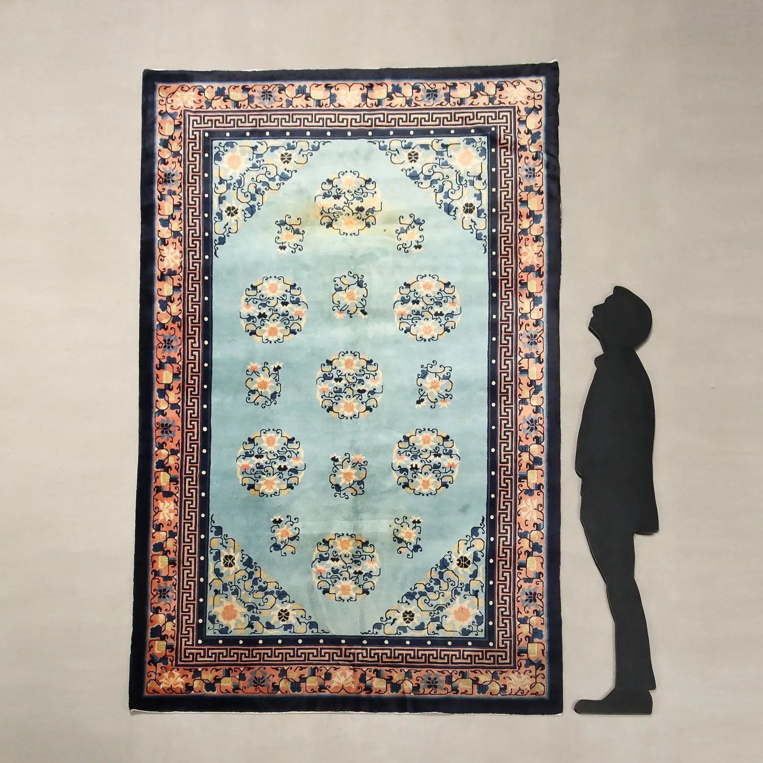 Antique Beijing Carpet Cotton Wool Thin Knot China 106 x 71 In