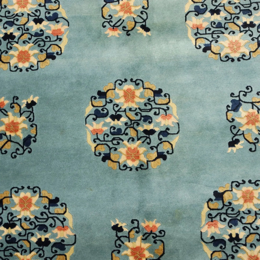 Antique Beijing Carpet Cotton Wool Thin Knot China 106 x 71 In
