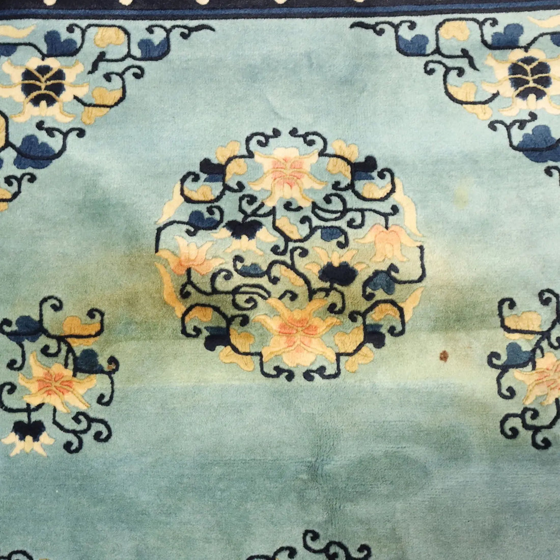 Antique Beijing Carpet Cotton Wool Thin Knot China 106 x 71 In