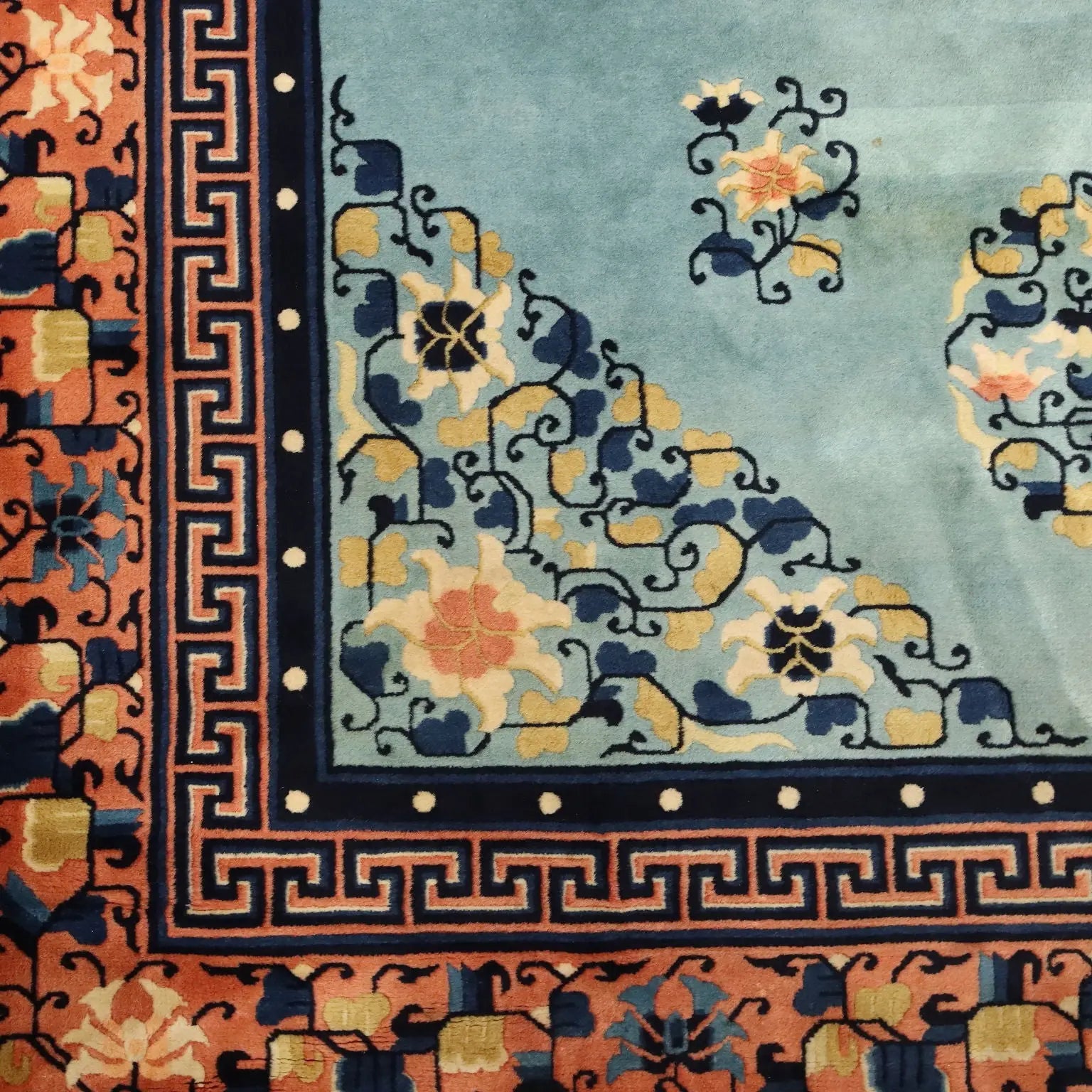 Antique Beijing Carpet Cotton Wool Thin Knot China 106 x 71 In