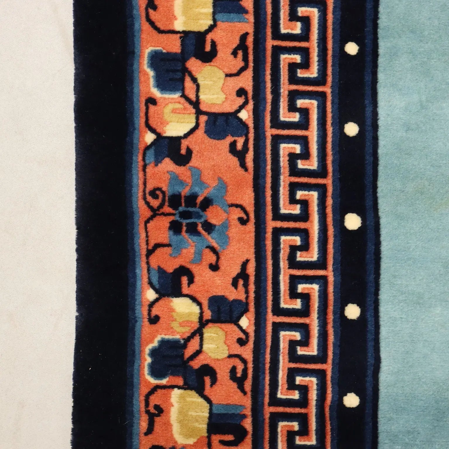 Antique Beijing Carpet Cotton Wool Thin Knot China 106 x 71 In