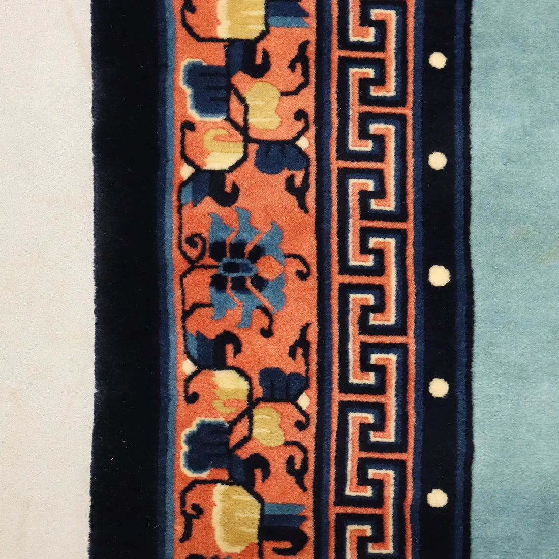 Antique Beijing Carpet Cotton Wool Thin Knot China 106 x 71 In
