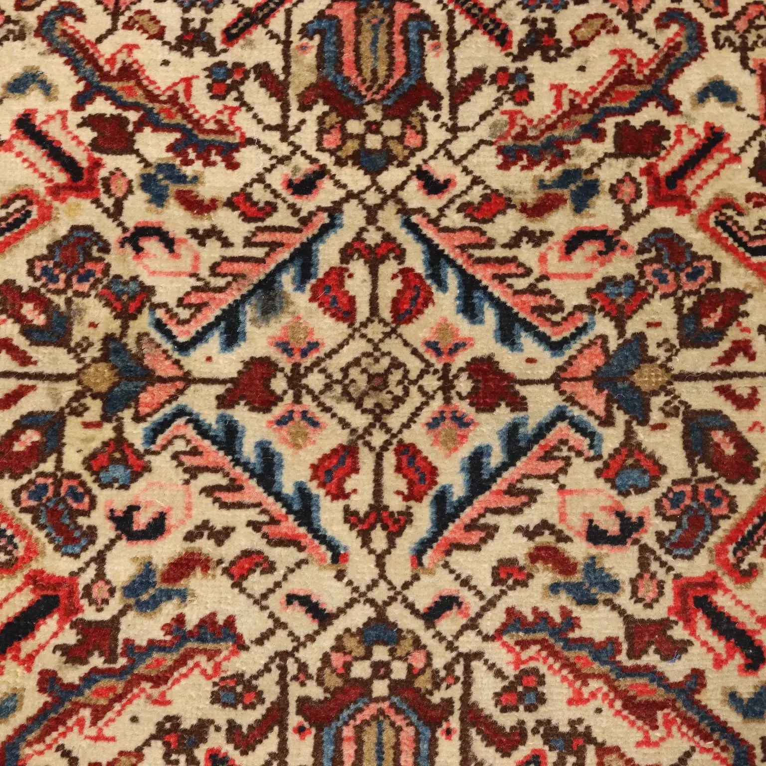 Antique Asian Carpet Cotton Wool Thin Knot 51 x 35 In