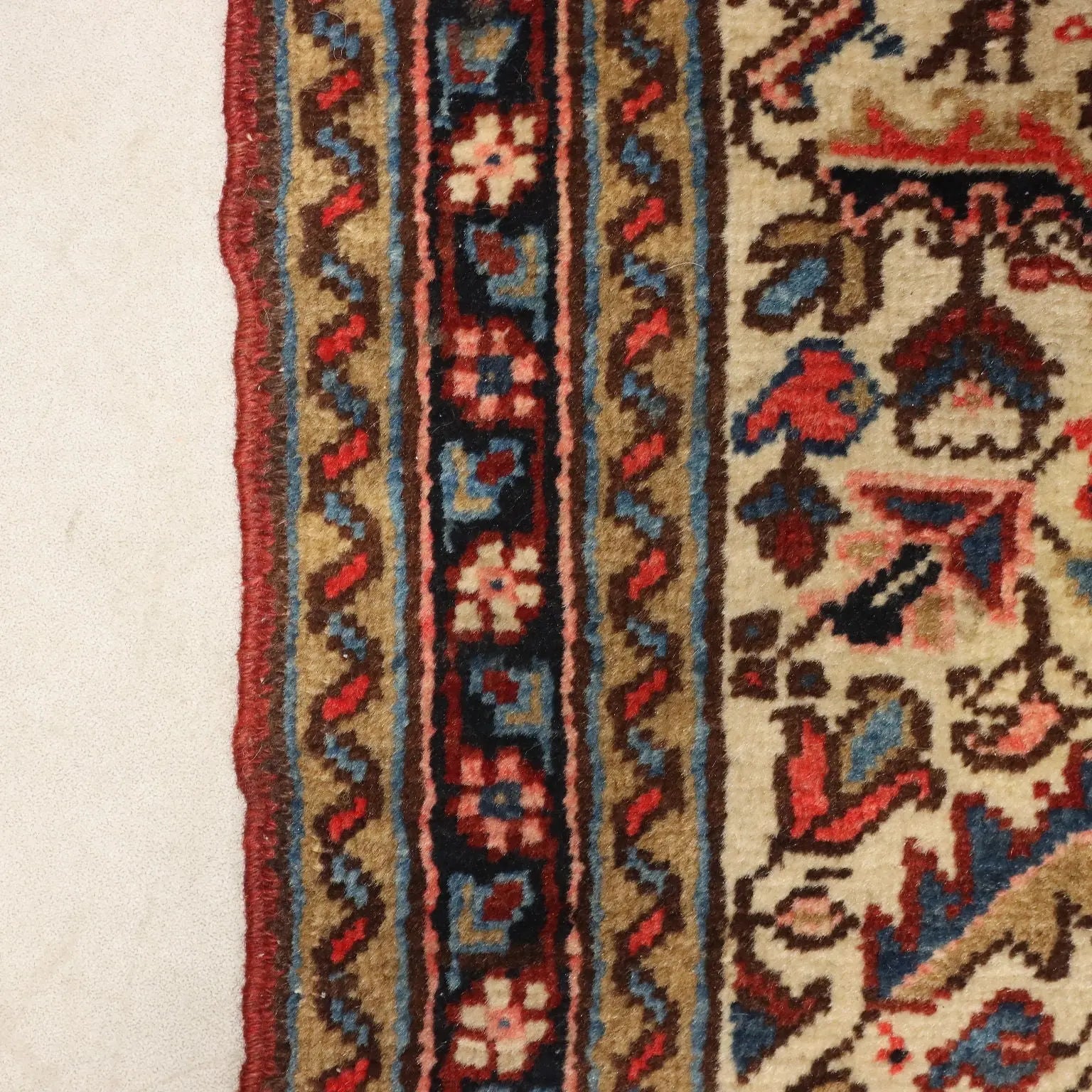 Antique Asian Carpet Cotton Wool Thin Knot 51 x 35 In