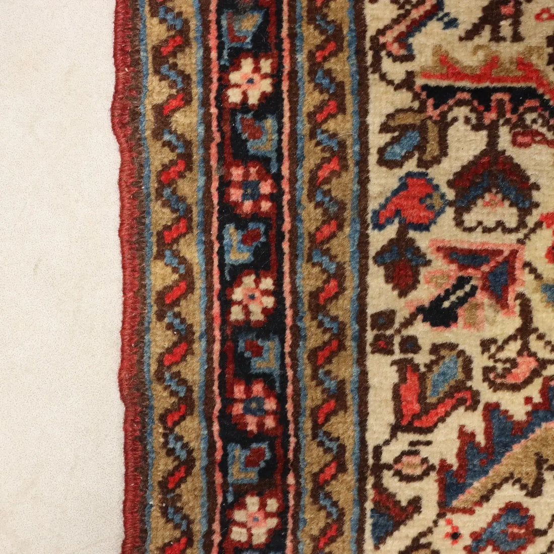 Antique Asian Carpet Cotton Wool Thin Knot 51 x 35 In