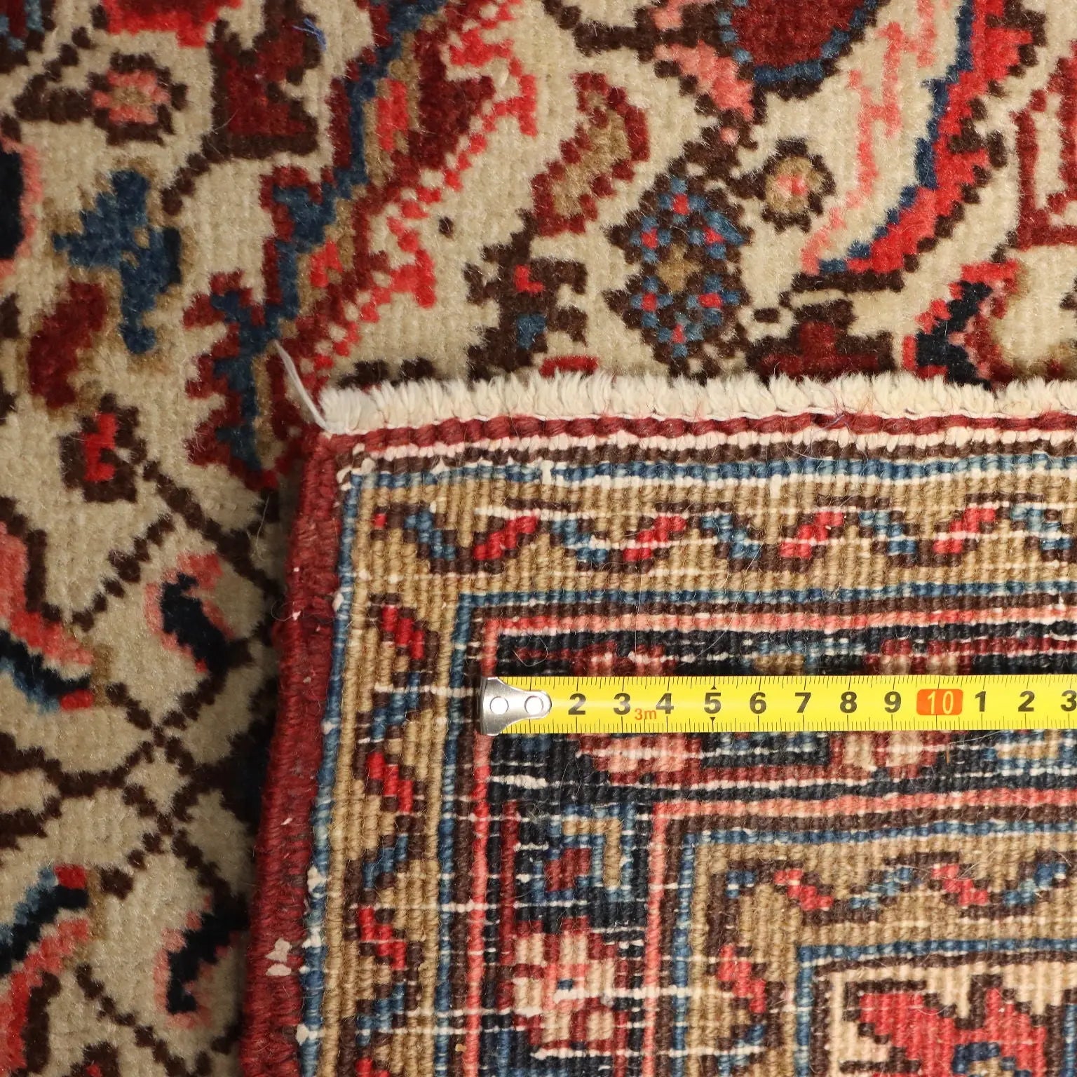 Antique Asian Carpet Cotton Wool Thin Knot 51 x 35 In