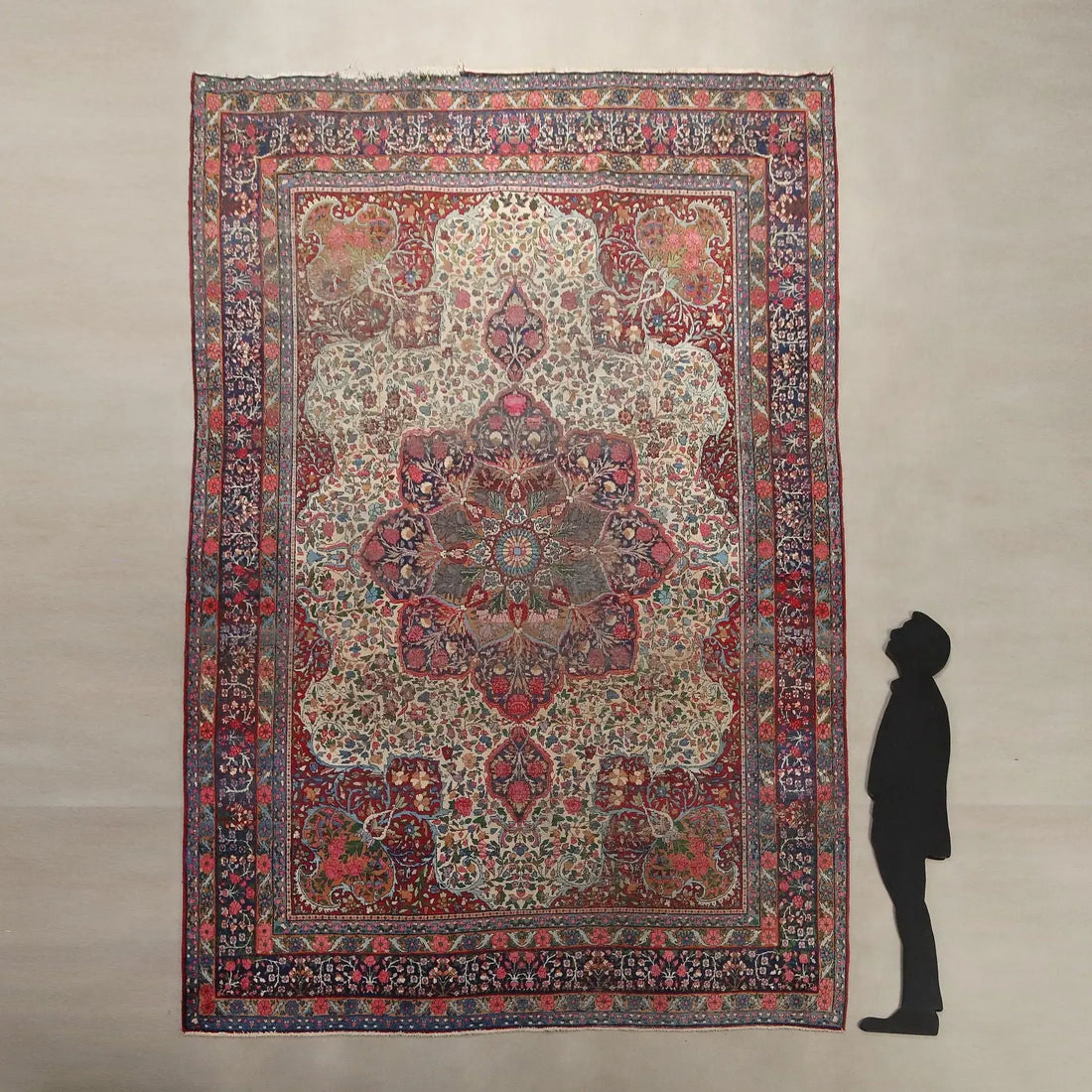Antique Asian Carpet Cotton Wool Thin Knot 161 x 108 In