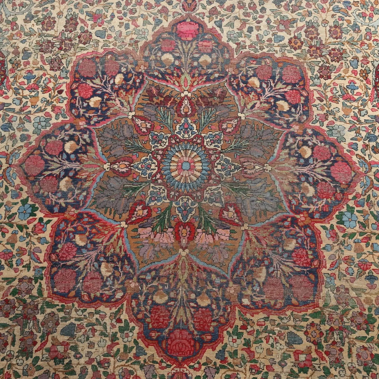 Antique Asian Carpet Cotton Wool Thin Knot 161 x 108 In