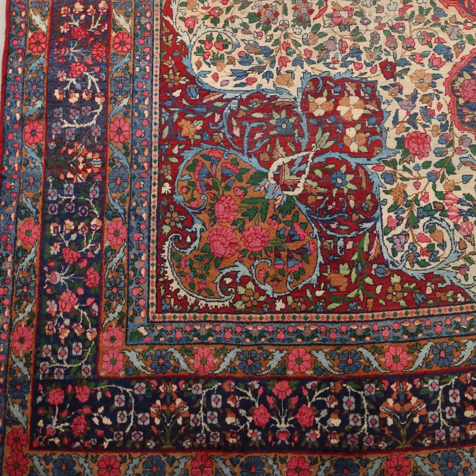 Antique Asian Carpet Cotton Wool Thin Knot 161 x 108 In