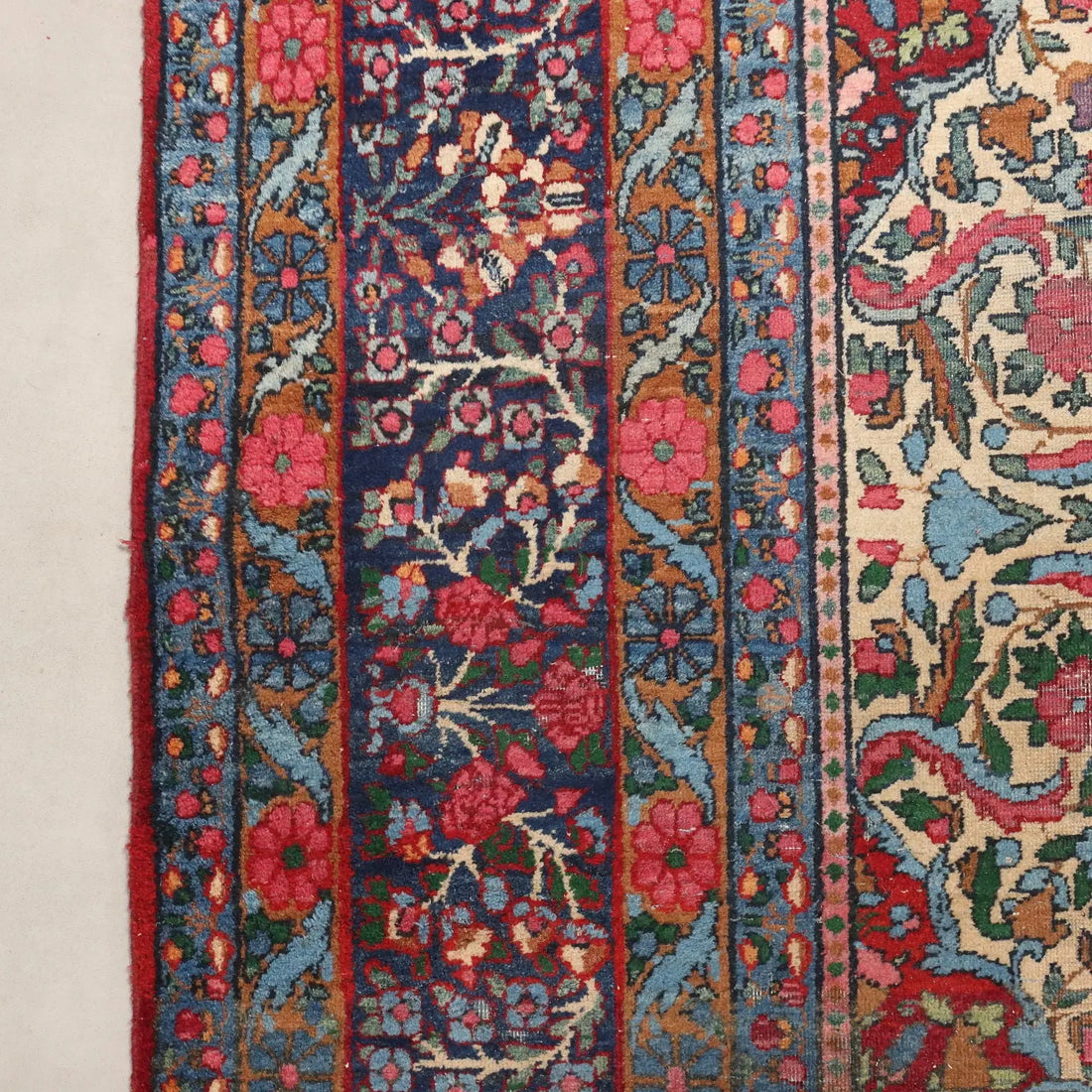 Antique Asian Carpet Cotton Wool Thin Knot 161 x 108 In