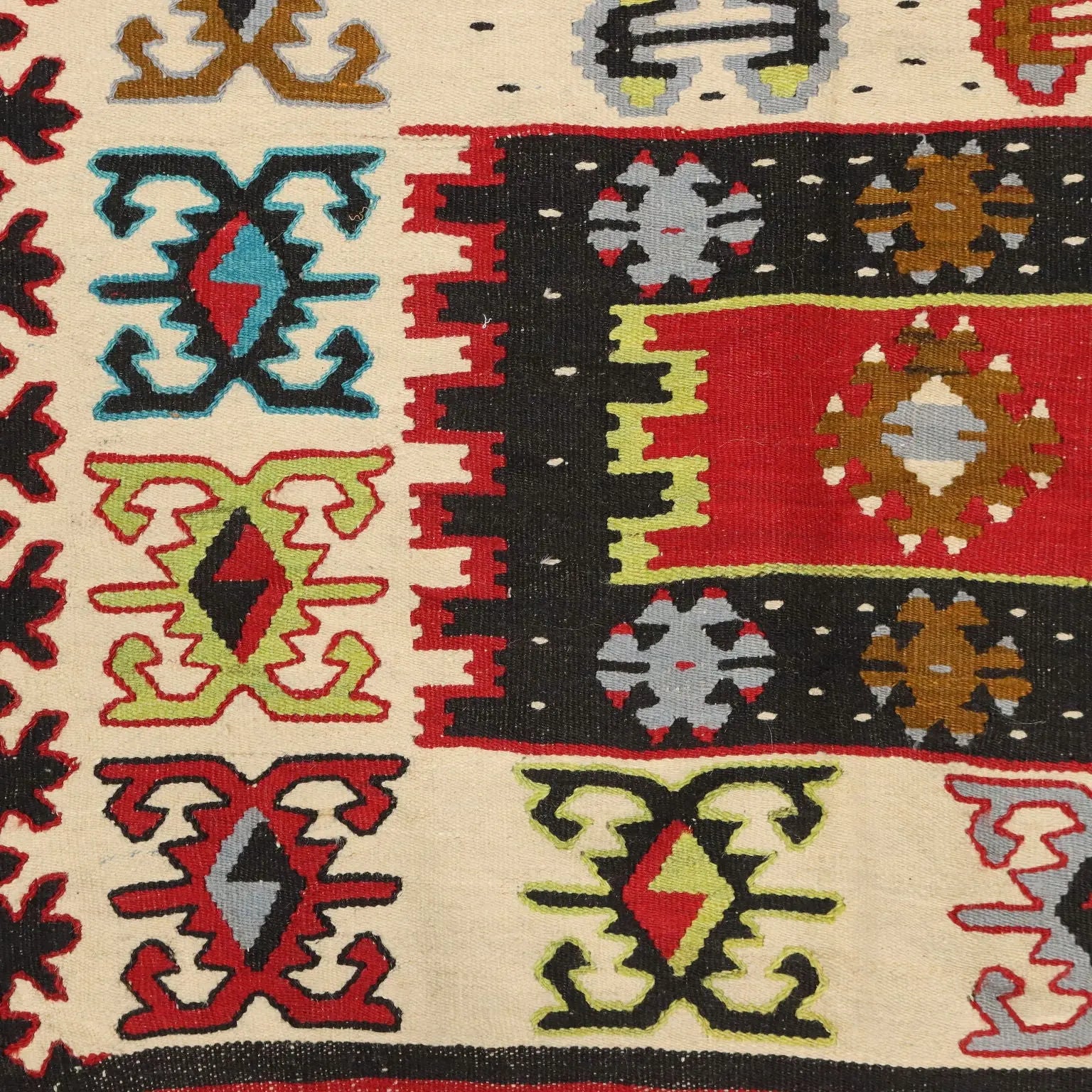 Antique Kilim Carpet Wool Thin Knot Handmade 75 x 55 In
