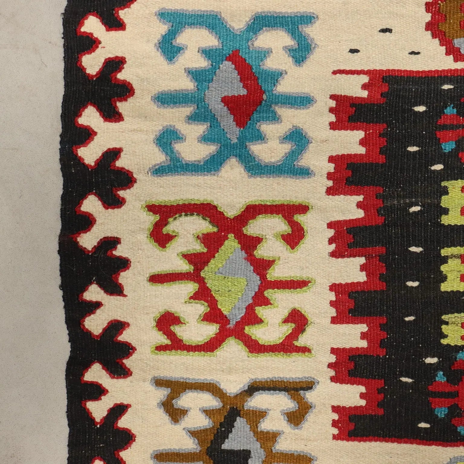 Antique Kilim Carpet Wool Thin Knot Handmade 75 x 55 In