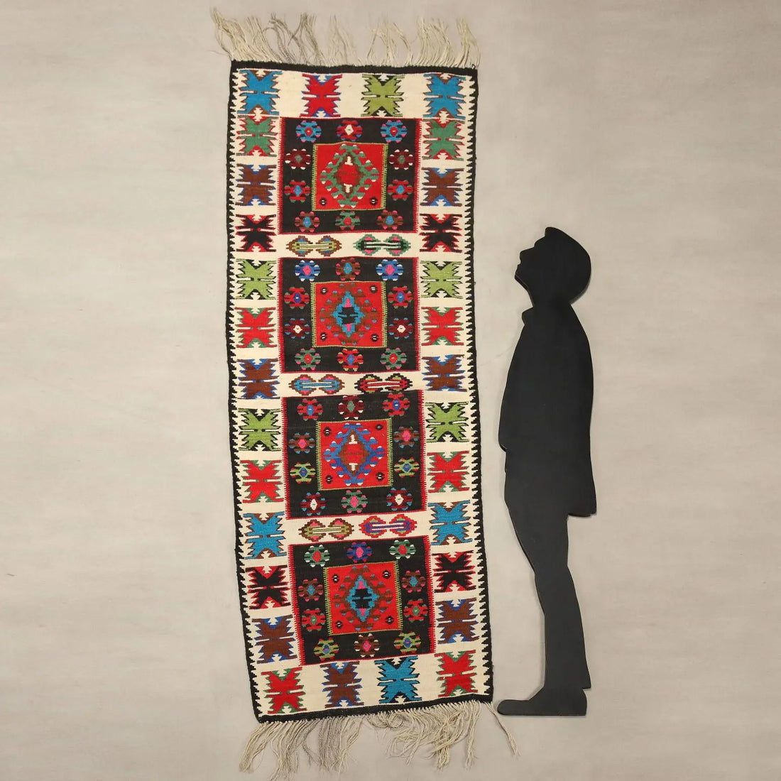 Antique Kilim Carpet Wool Thin Knot Handmade 90 x 35 In